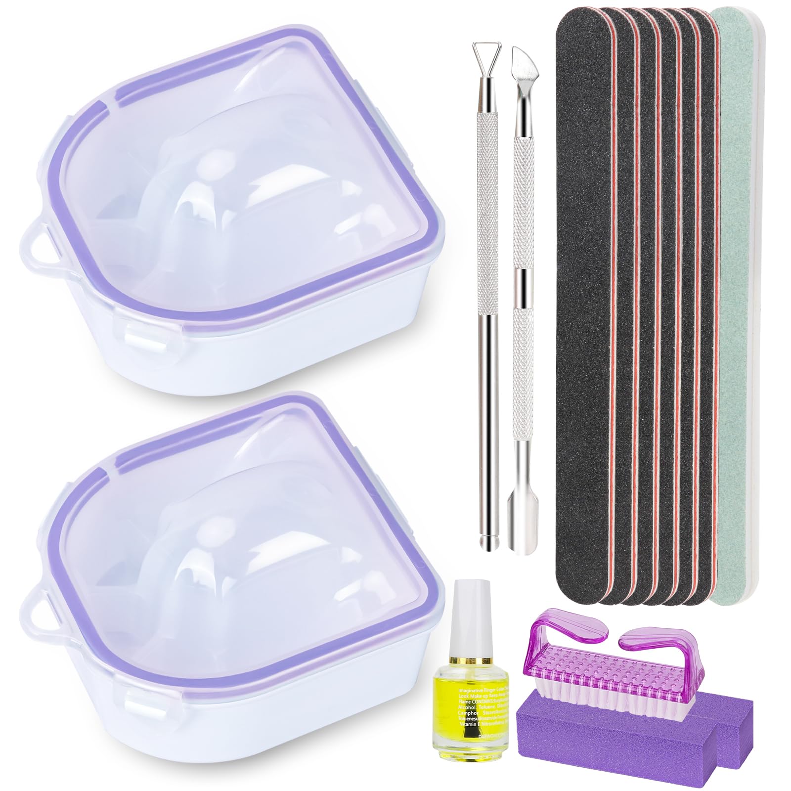 YGQQOY Nail Soaking Bowl, Acetone Proof Soak Off Bowl for Acrylic Nail Dip Powder Remover and Cuticle Remover, Manicure Set with