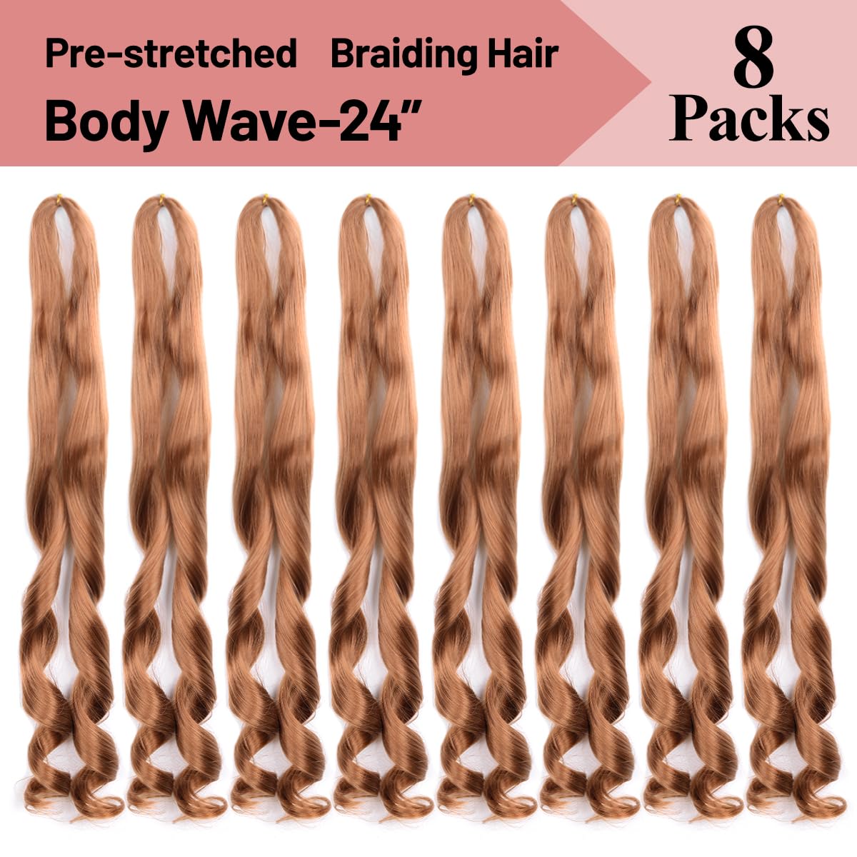 French Curly Braiding Hair 8Packs Loose Wavy 30# Pre Stretched Synthetic Spiral Curly Crochet Braiding Hair 24 Inch Synthetic 75