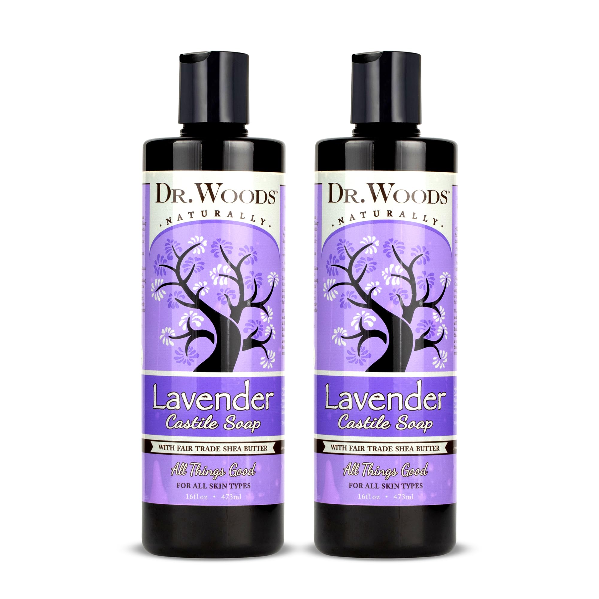 Dr. Woods Lavender Liquid Castile Soap - Castile Soap with Pure Lavender Oil, Body Wash for Men and Women, Organic Shea Butter, 