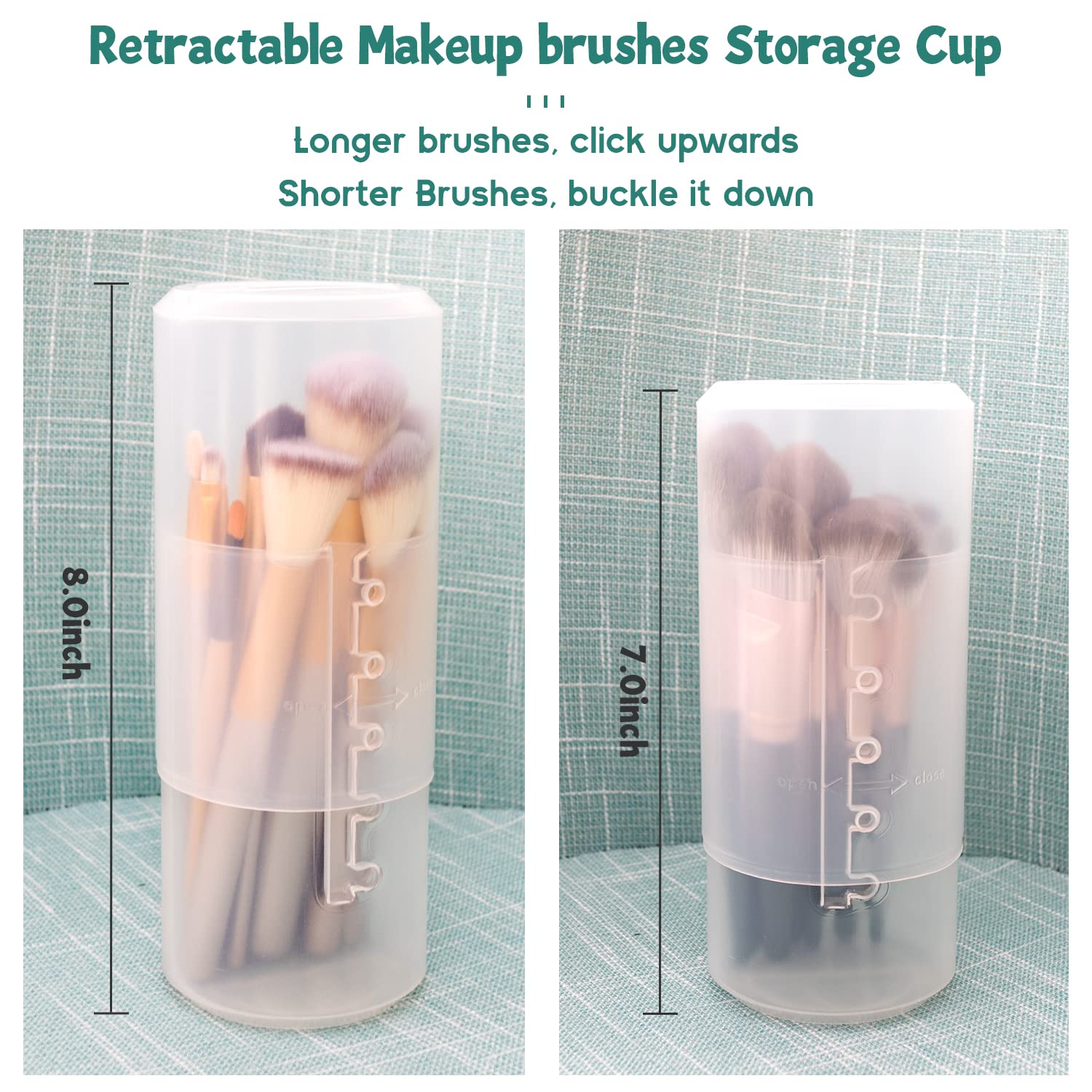 Ocheal Makeup Brush Holders, 3 Pack Of Makeup Brush Organizer Travel Case Retractable Plastic Travel Makeup Brush Holder For Van