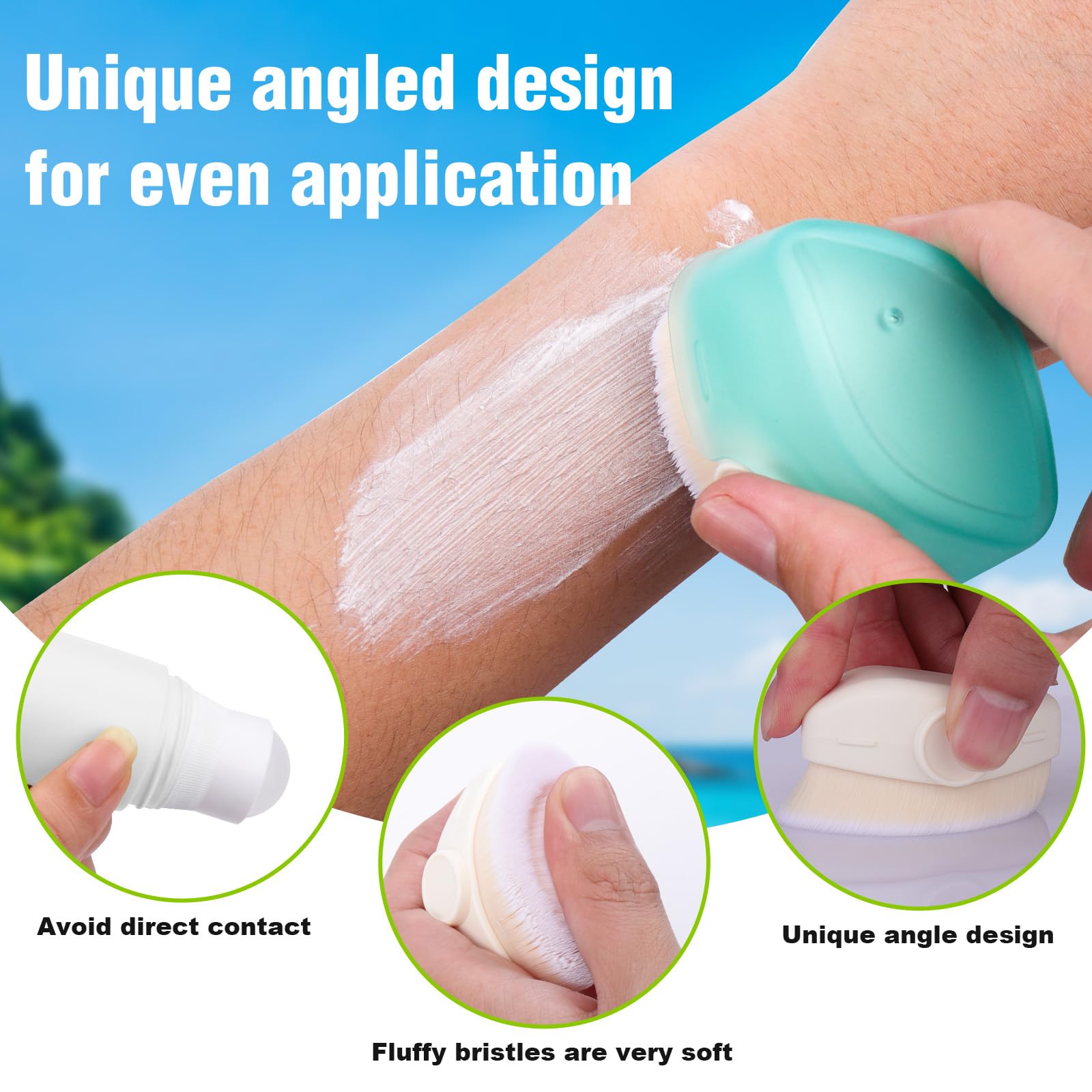 Mity Rain Sunscreen Applicator For Kids, 3Pcs Sunscreen Roller Bottle And Sunblock Buddy Brush Set, Buddies Sunscreen Applicator
