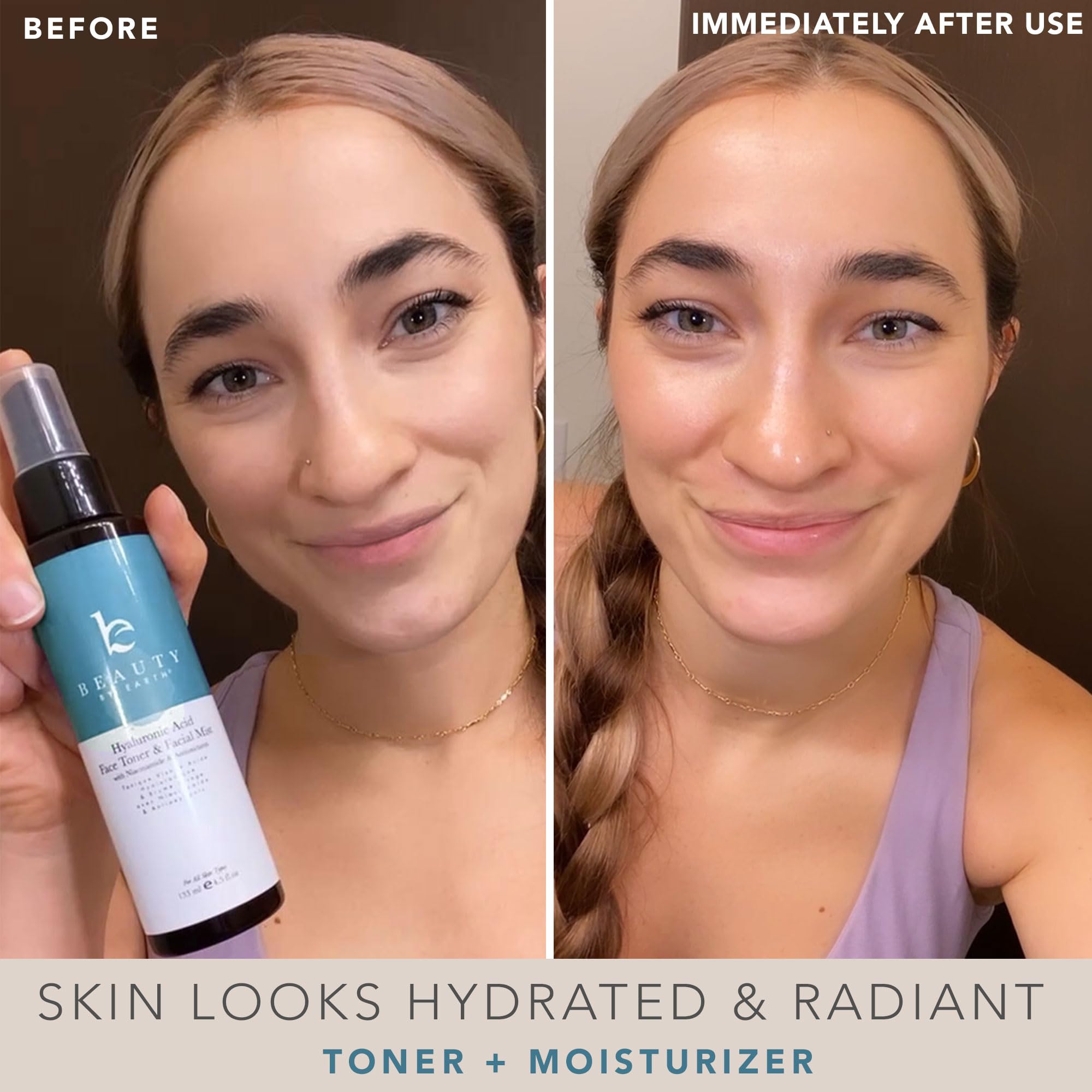 Hyaluronic Acid Toner for Face - USA Made with Natural & Organic Ingredients, Hydrating Toner with Niacinamide, Softens and Smoo
