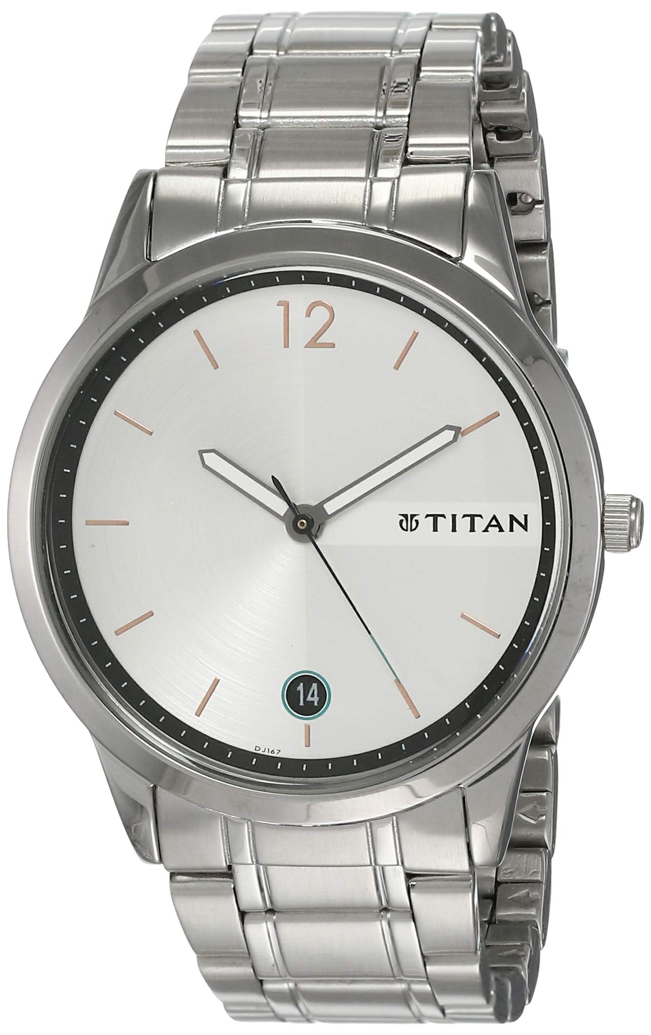 Titan Workwear MenS Watch White Dial, Stainless Steel Strap 1806Sm01