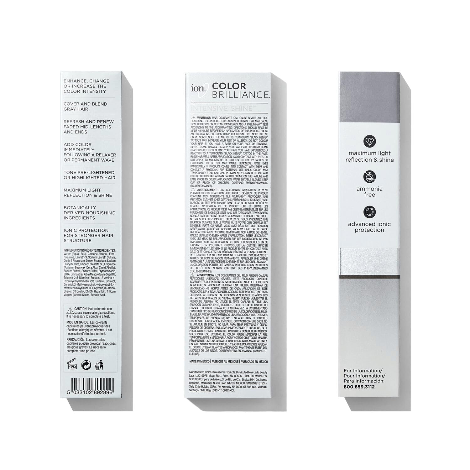 Ion Brilliant Grey 8Av Light Grey Pearl Demi Permanent Crme Hair Color, Fade Resistant & Ppd Free 2.05 Oz