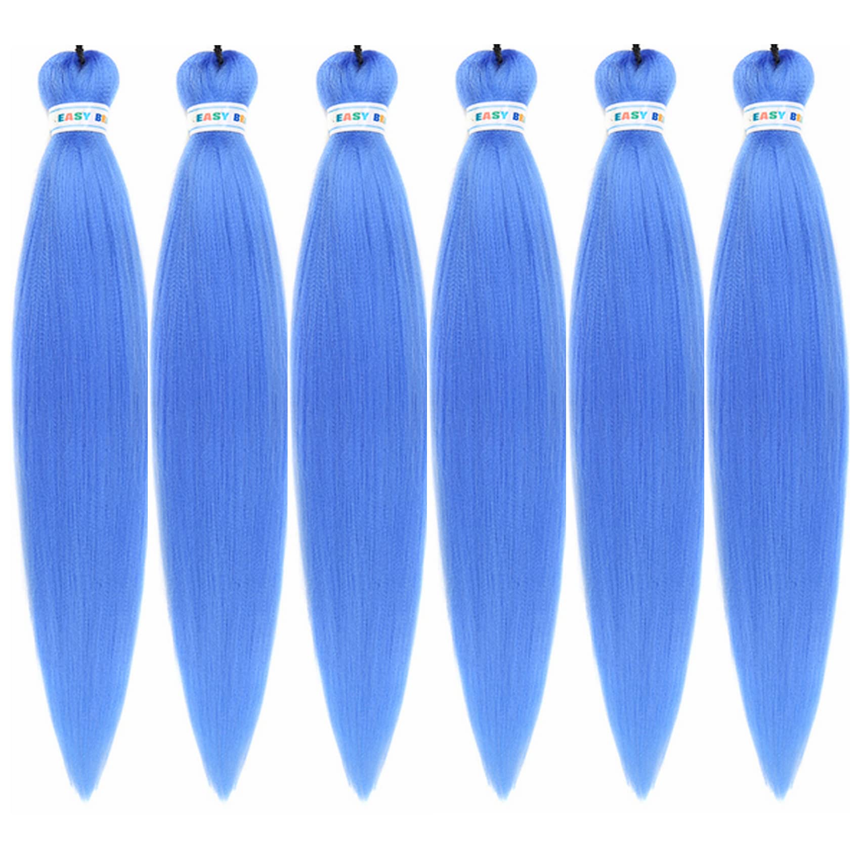 Gozill Lake Blue Braiding Hair Pre Stretched Kanekalon Box Braiding Hair Extension 26 Inch 6 Pakcs