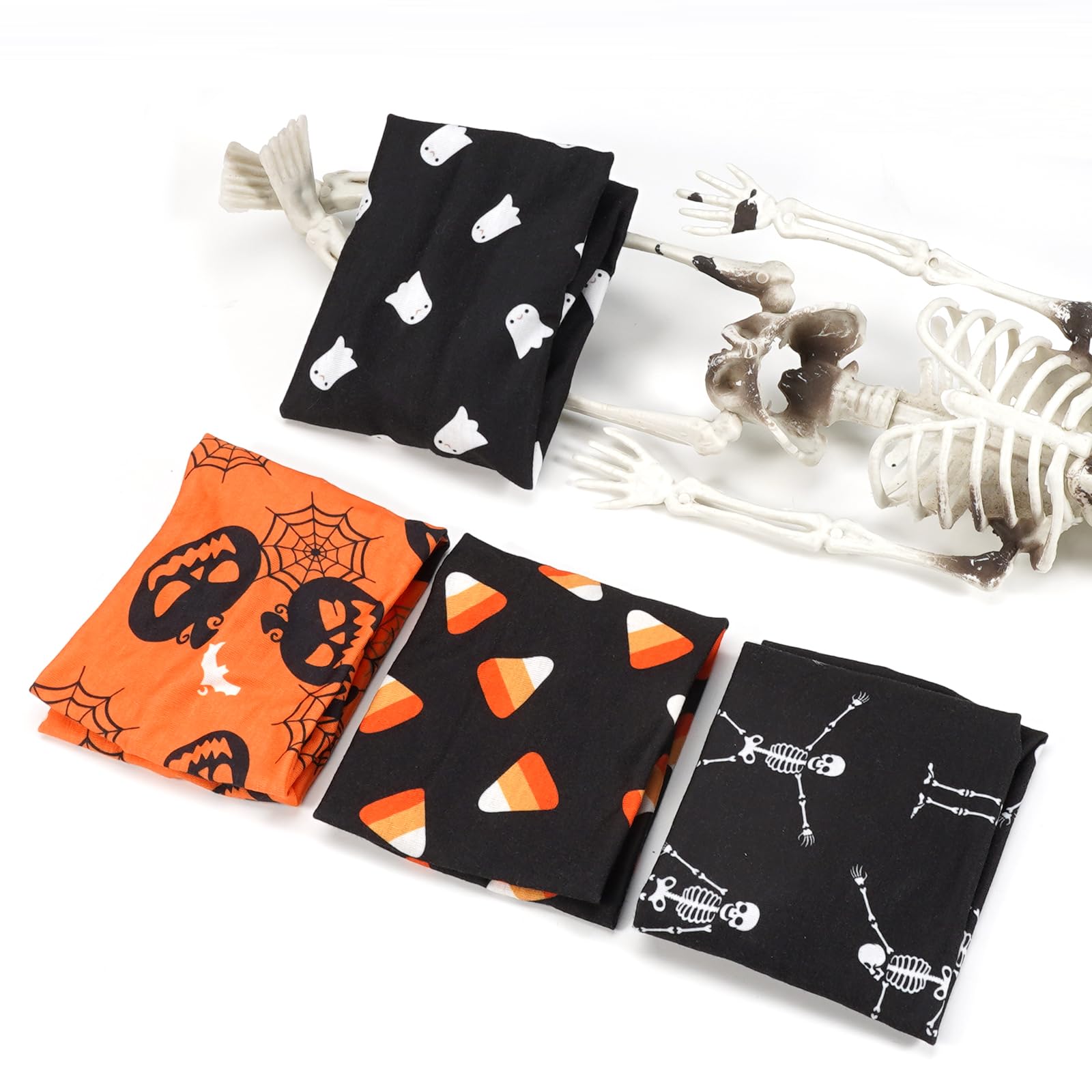 Ardorchid Halloween Headbands For Women Girls Skull Skeleton Ghost Pumpkin Knotted Headband Spooky Sugar Hair Accessories Hallow