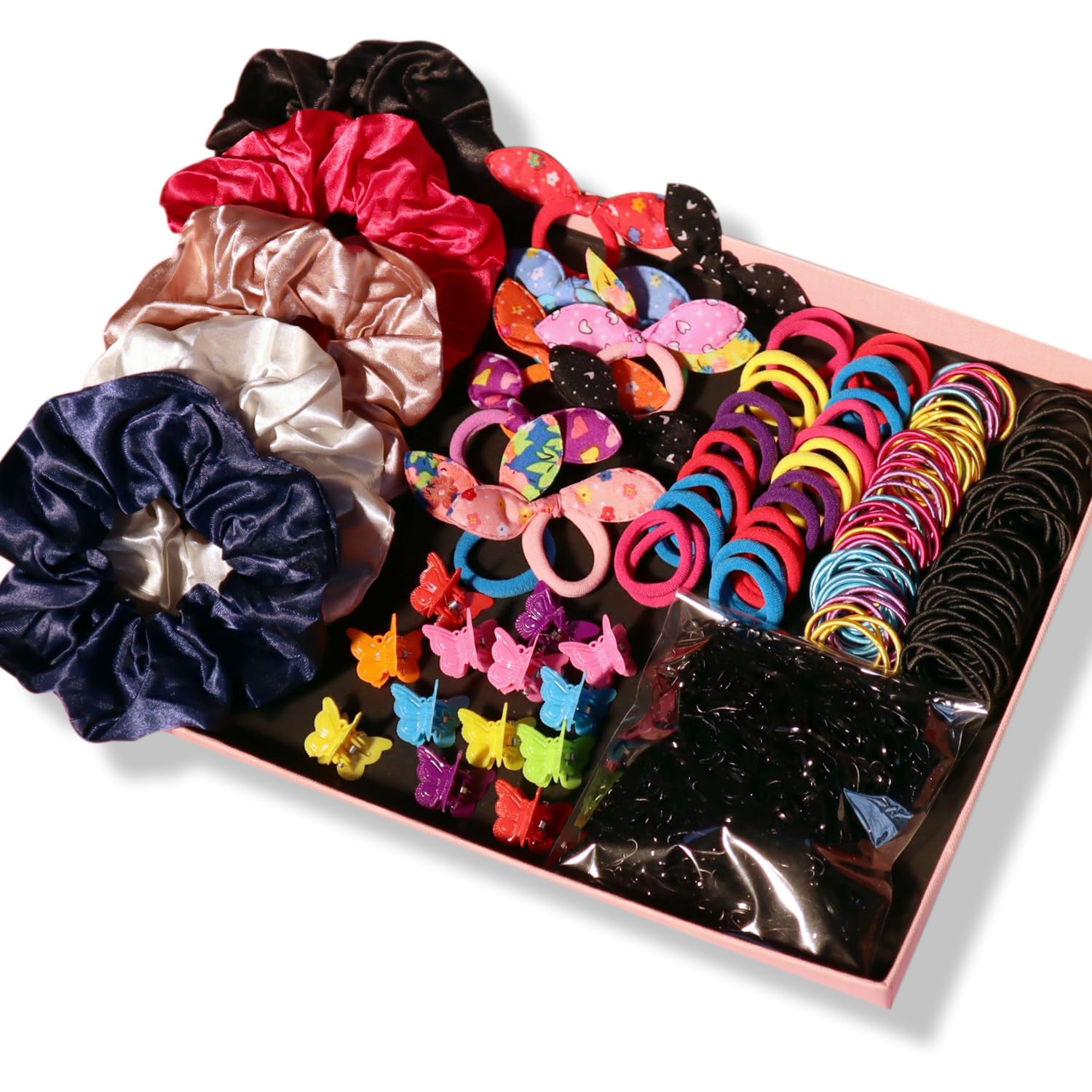 YANRONG Hair Accessories Set - Includes 1180 PCS Nylon Hair Ties, Disposable Rubber Bands, Hair Bands, and Hair Clips in Deep Co