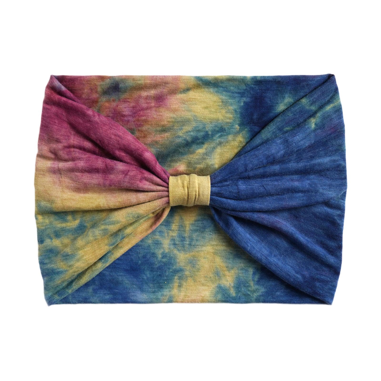 ATORSE?Women Wide Headband Tie Dye Head Scarf Sweat Absorbent Soft Stretchy Bandana Style A