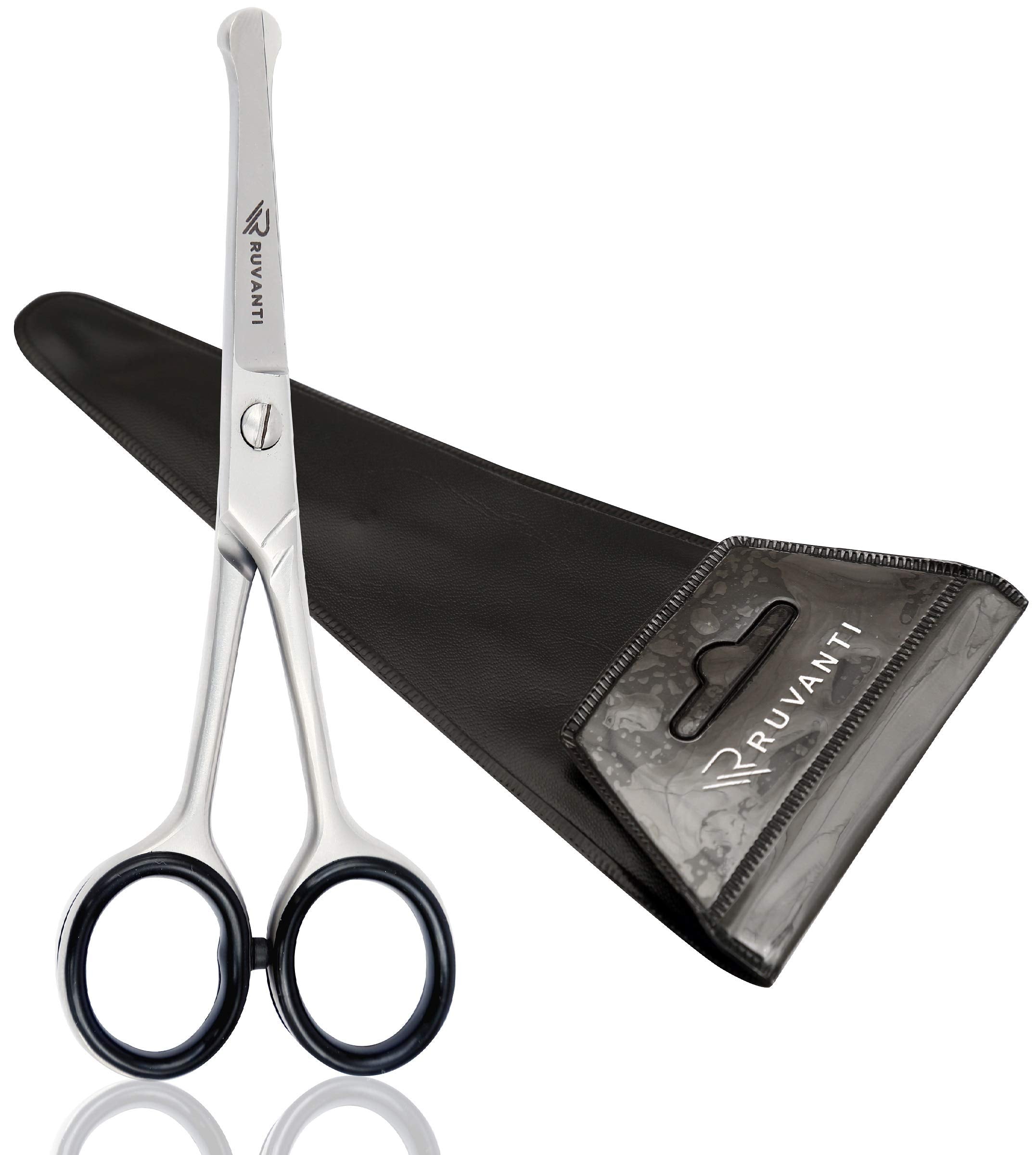 RUVANTI Round Headed Nose Hair Scissors/Safety Scissors for Kids & Infants 5.2'' Stainless Steel Baby Scissors/Baby Nail Scissor
