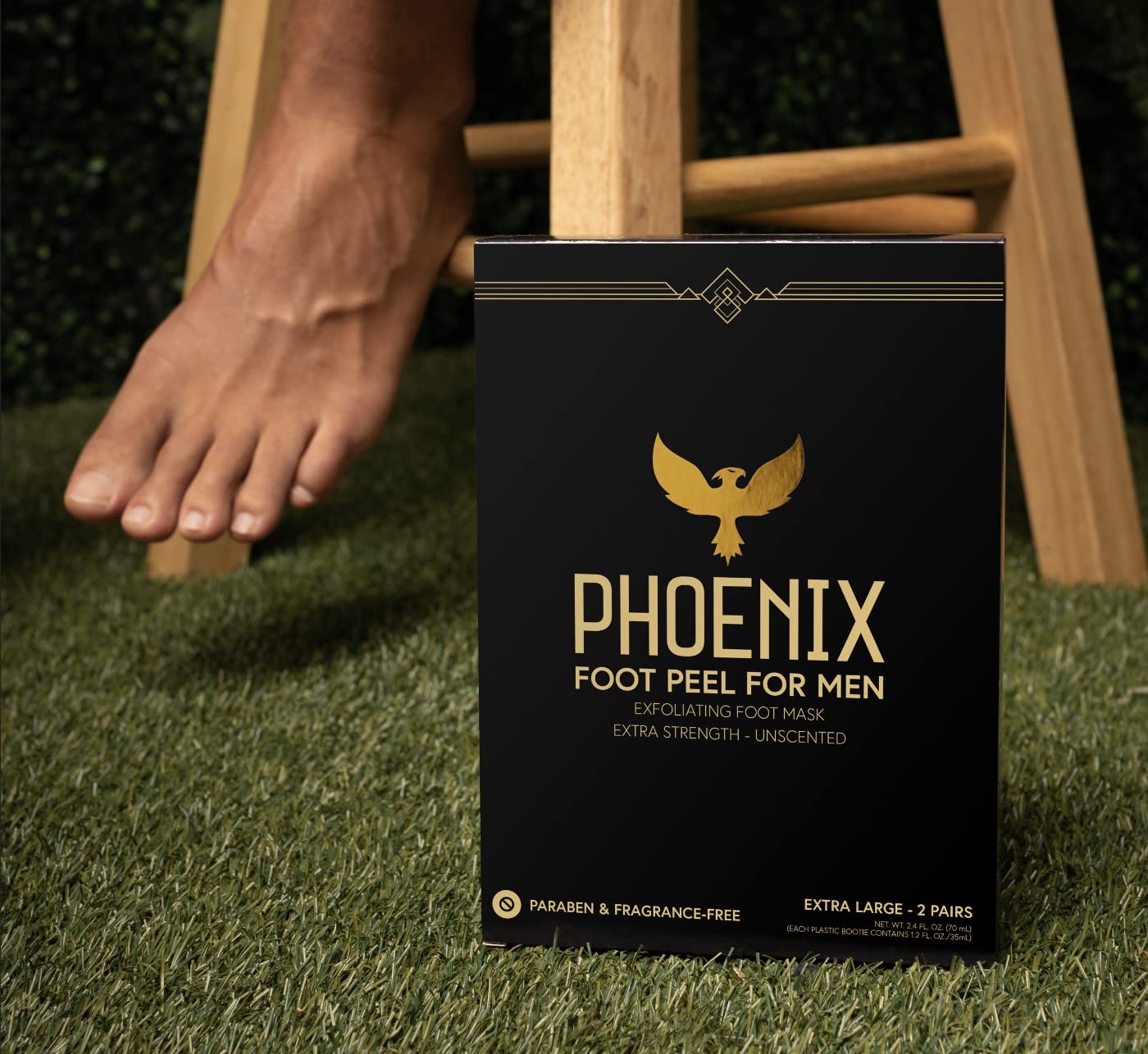 (Pack of 2) Phoenix Foot Peel for Men - Extra Large - Extra Strength - Exfoliating Dry Feet Treatment - Callus Remover - Unscent