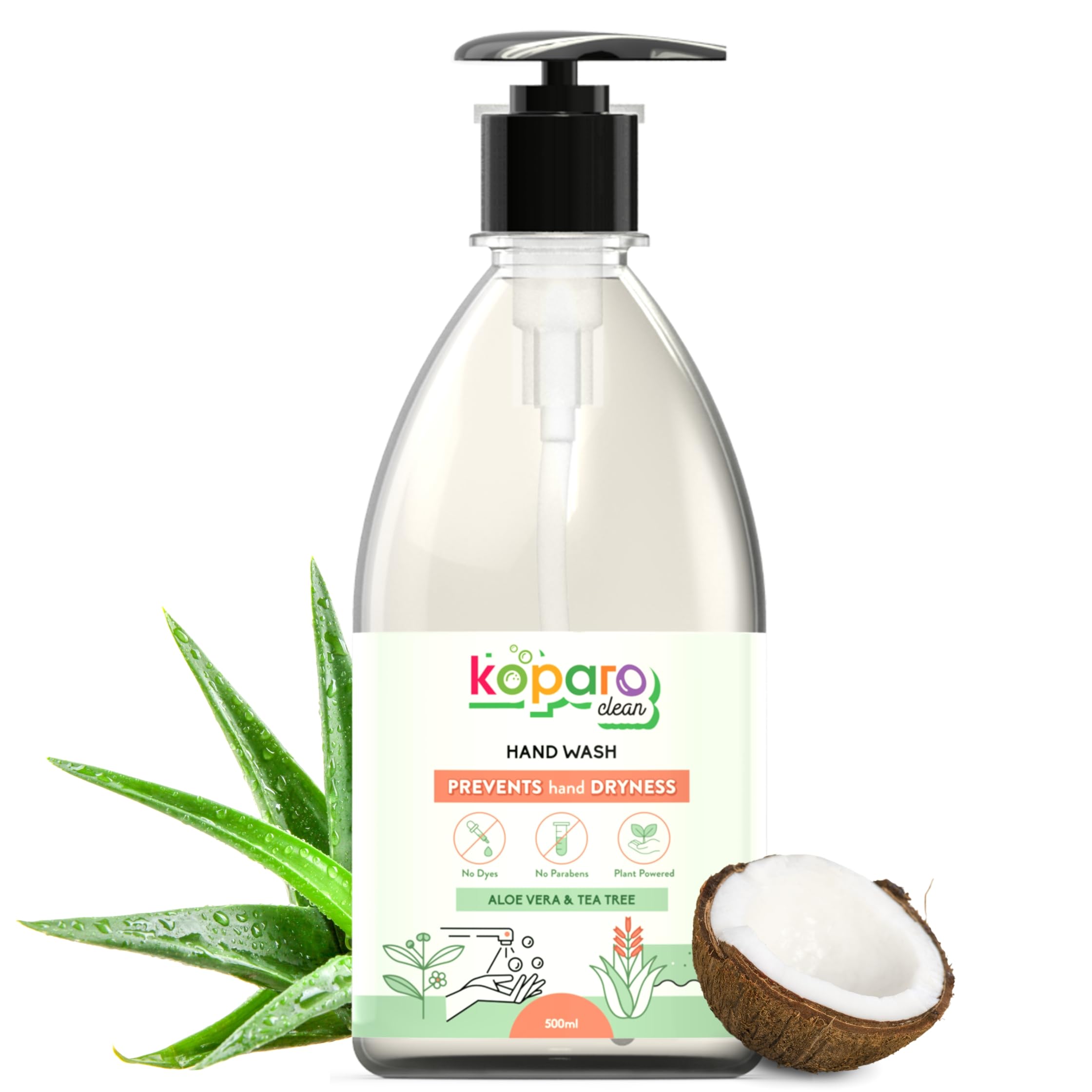 Koparo Handwash Liquid | Natural Hand Wash Liquids 500Ml | Ph Balanced Germ Protection | Aloe Vera And Green Tea Fragrance | Inf