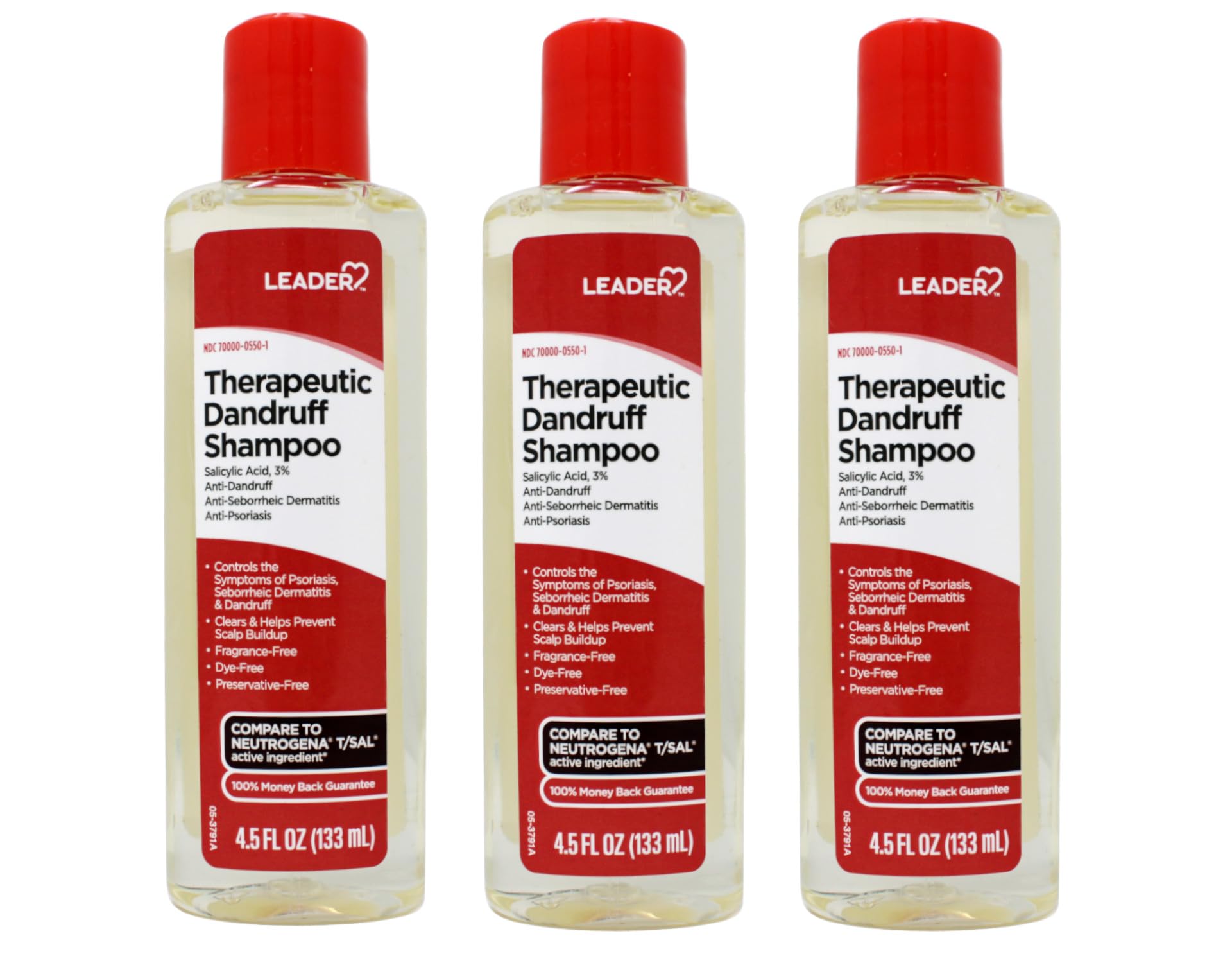 Leader Therapeutic Dandruff Shampoo AntiDandruff, AntiSeborrheic Dematitis and AntiPsoriasis  salicylic acid Shampoo 4.5 Fl 