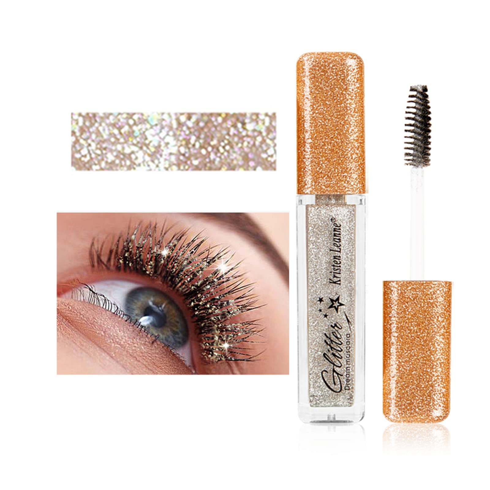 Miescher Silver Mascara For Eyelashes,Waterproof Color Mascara Long Lasting Diamond Glitter Lashes Shiny Sparkle Mascara Smudge-