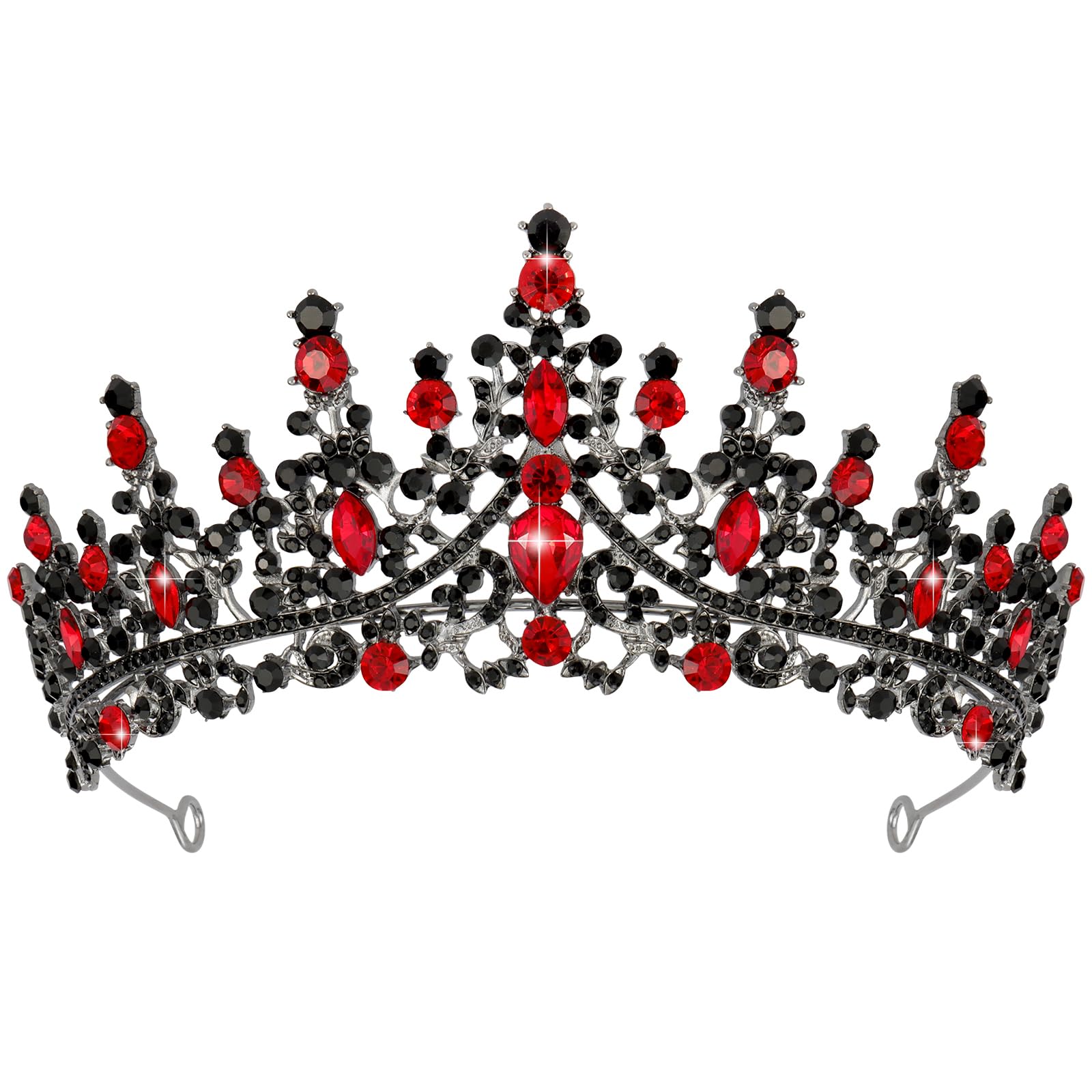 TOBATOBA Queen of Hearts Crown, Royal Queen Crown for Women, Gothic Black Crown Red Crown, Princess Tiaras for Women Girls, Baro