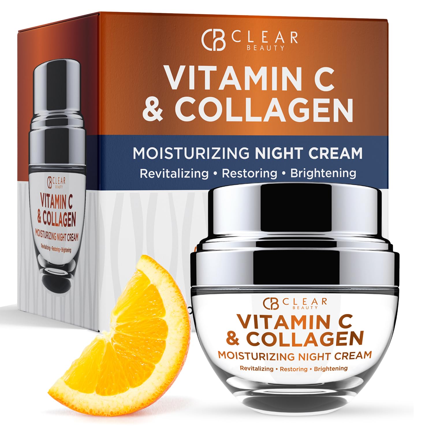 Clear Beauty Vitamin C & Collagen Night Face Moisturizer - Dermatologist Tested, Restores & Firms Skin, Anti-Aging, Natural Ingr