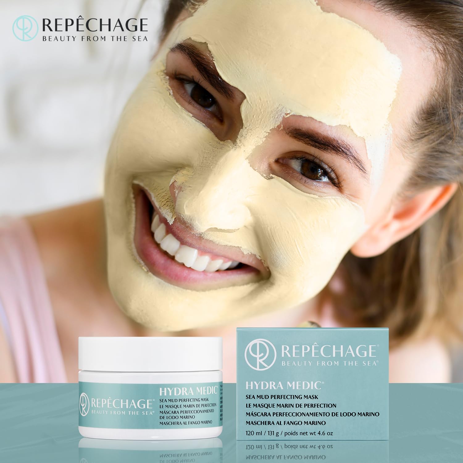 Repechage Sea Mud Mask For Women And Men, 4 Fl. Oz., Deep Exfoliating Pore Cleanser For Dry, Oily, Blemish Prone Face And Skin,