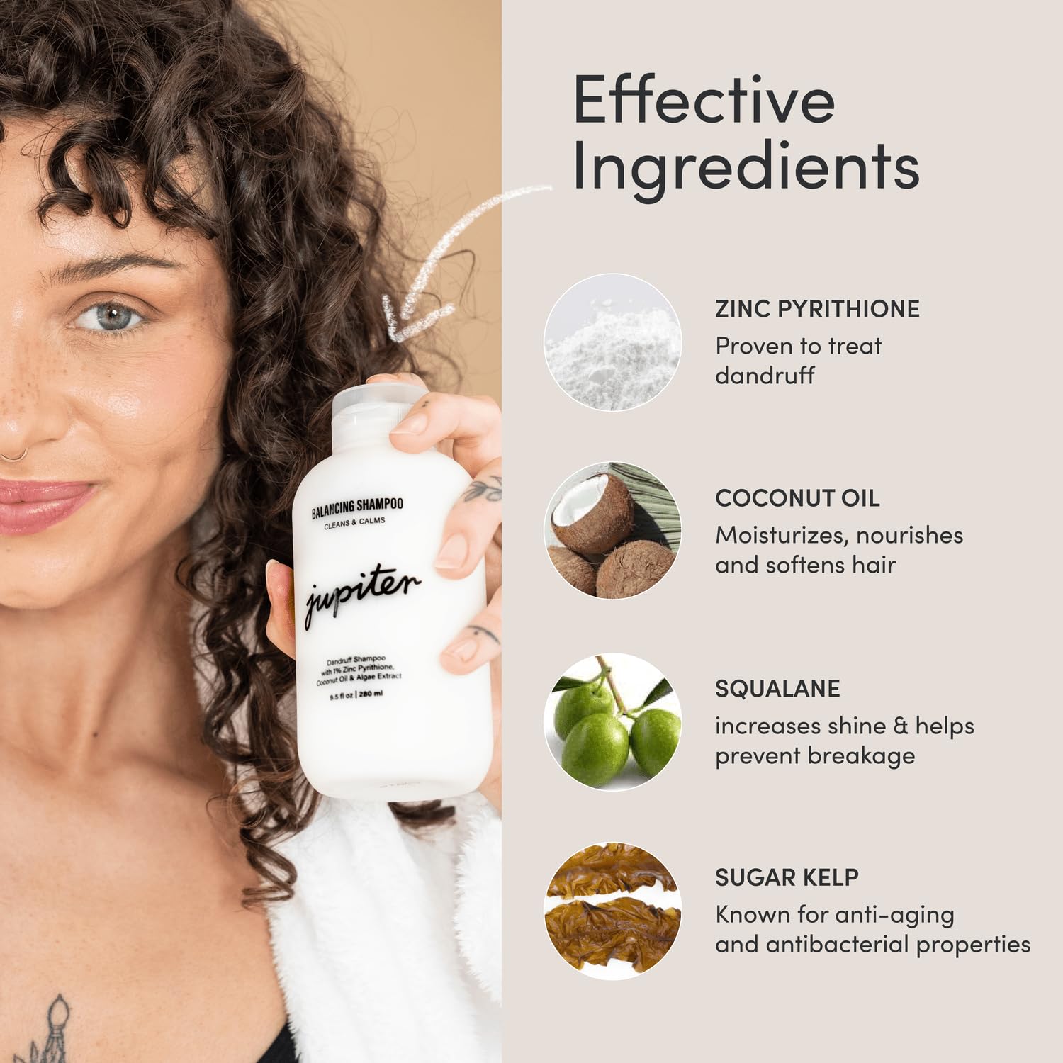 Jupiter Anti Dandruff Shampoo For Women & Men - Physician-Formulated For Flaky, Itchy, Oily, Dry Scalp Treatment - Vegan, Sulfat