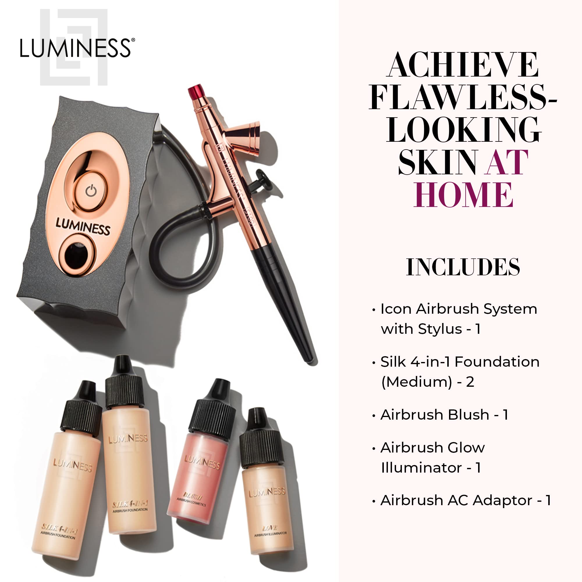 Luminess Air Icon Makeup Airbrush System and 4-Piece Foundation Starter Kit, Medium Coverage - Quick, Easy & Long Lasting Applic