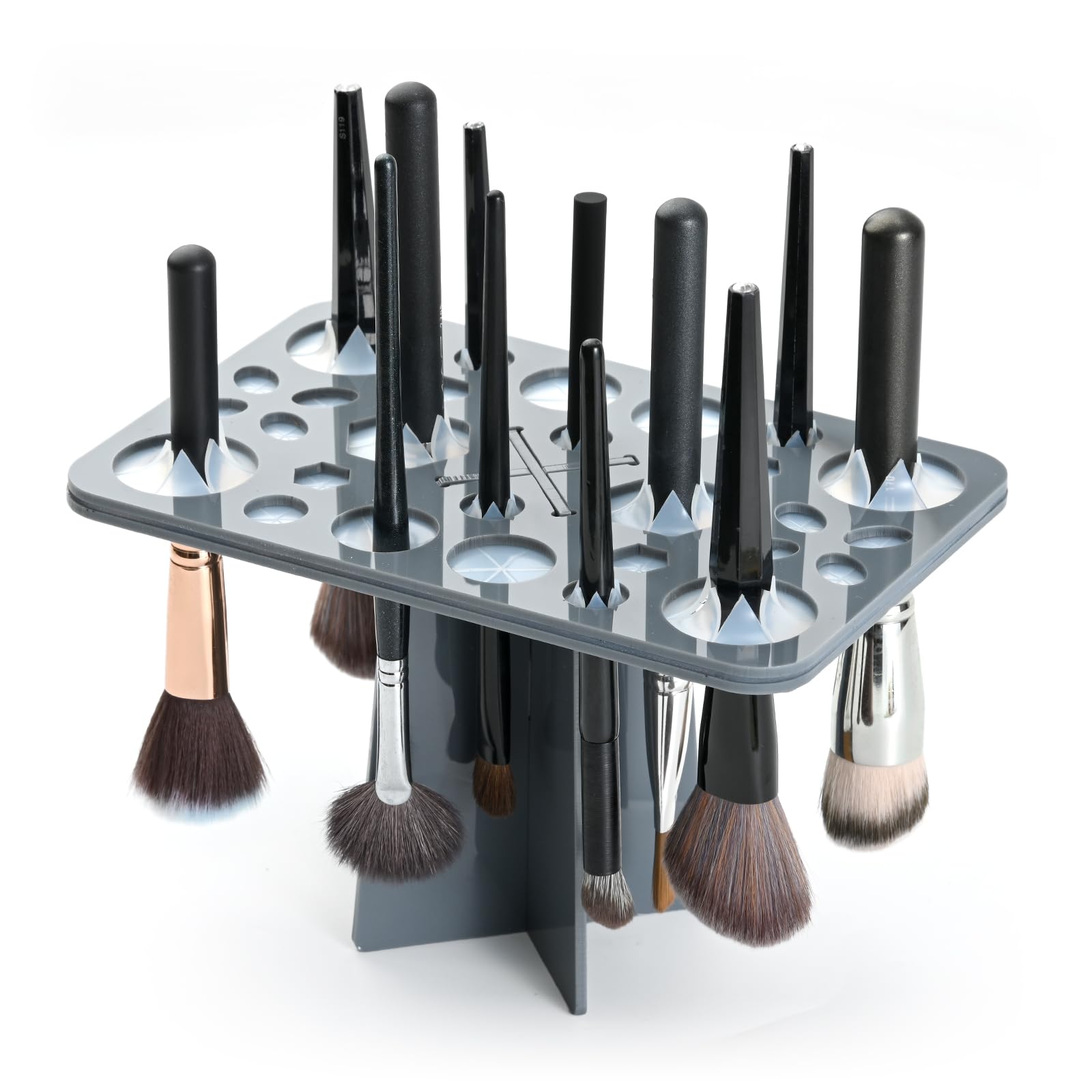 Luckyiren Brush Drying Rack, Brushes Dryer, Collapsible 28 Slot Acrylic Brush Holder Stand Tree Tray Support Display for Makeup 