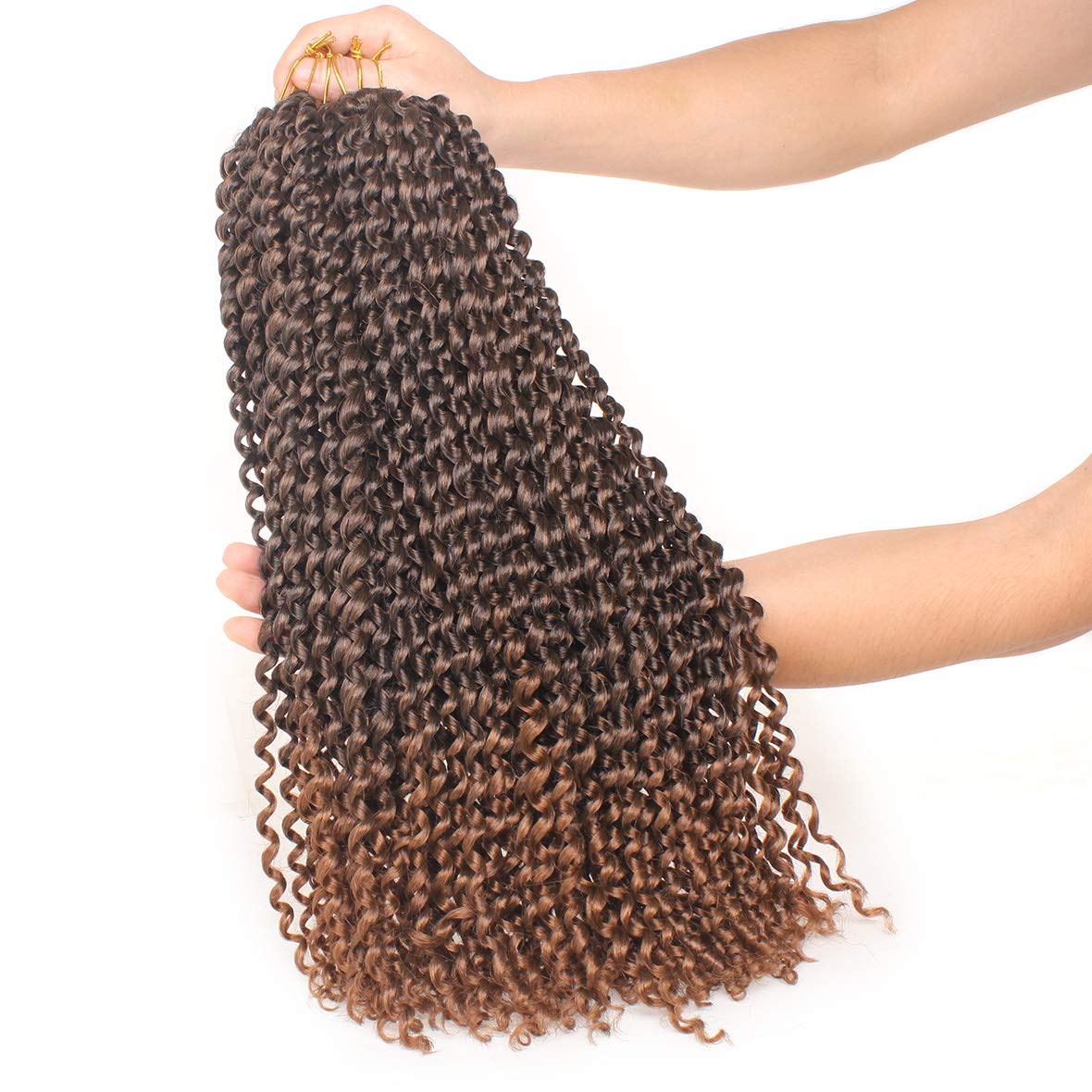 Leeven 18 Inch Ombre Color Water Wave Crochet Twist Hair For Butterfly Locs 2Pcs Curly Passion Twist Crochet Hair For Women Synt