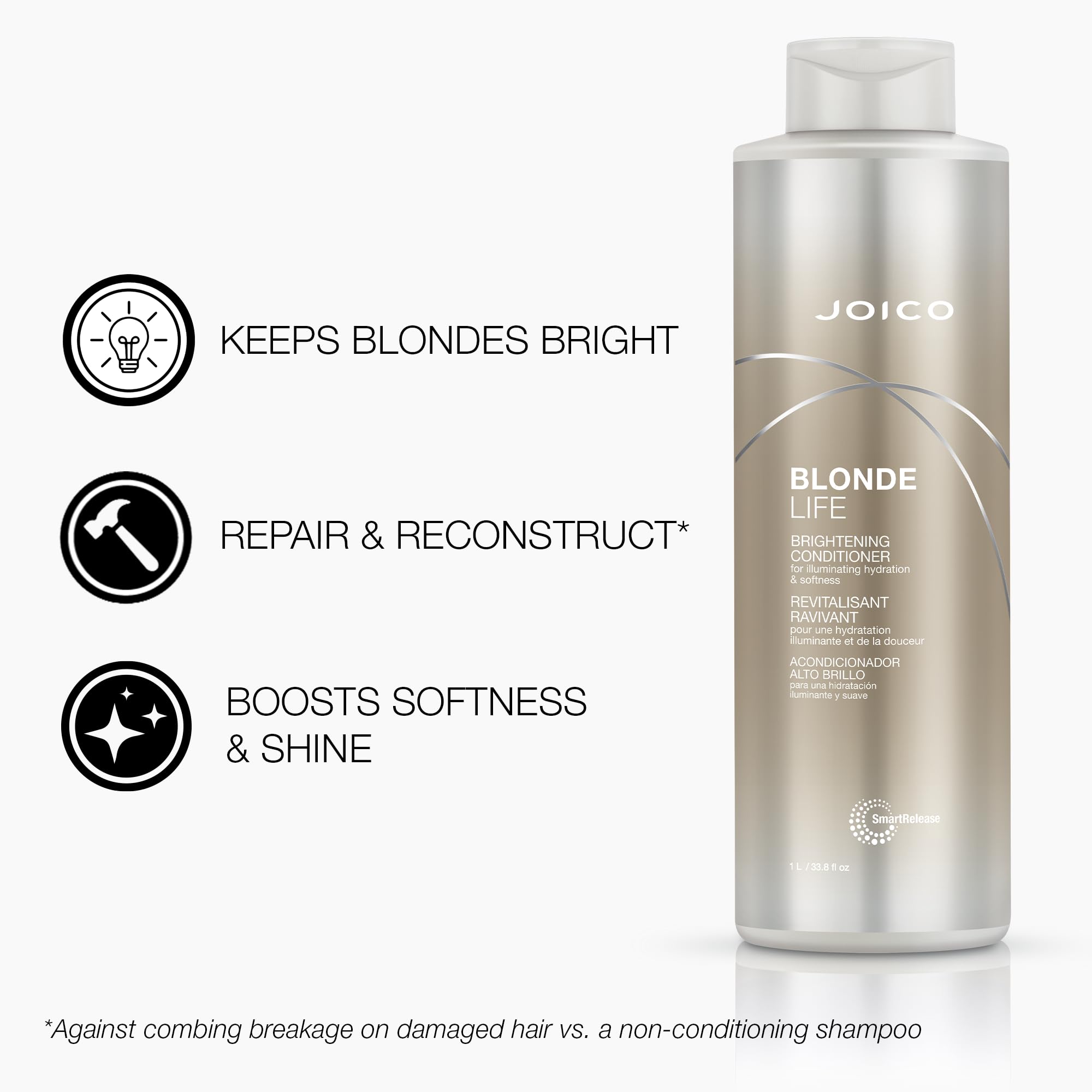 Joico Blonde Life Brightening Conditioner | For Blonde Hair | Illuminate Hydration & Softness | Add Softness & Smoothness | Sulf