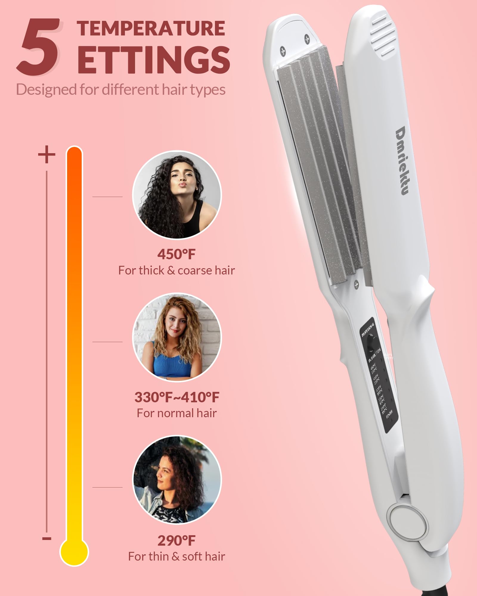 Hair Crimper for Women, Dmriektu Crimping Iron for Volumizing Fluffy Hairstyle, Crimper Hair Iron with Ceramic Hair Styling Tool