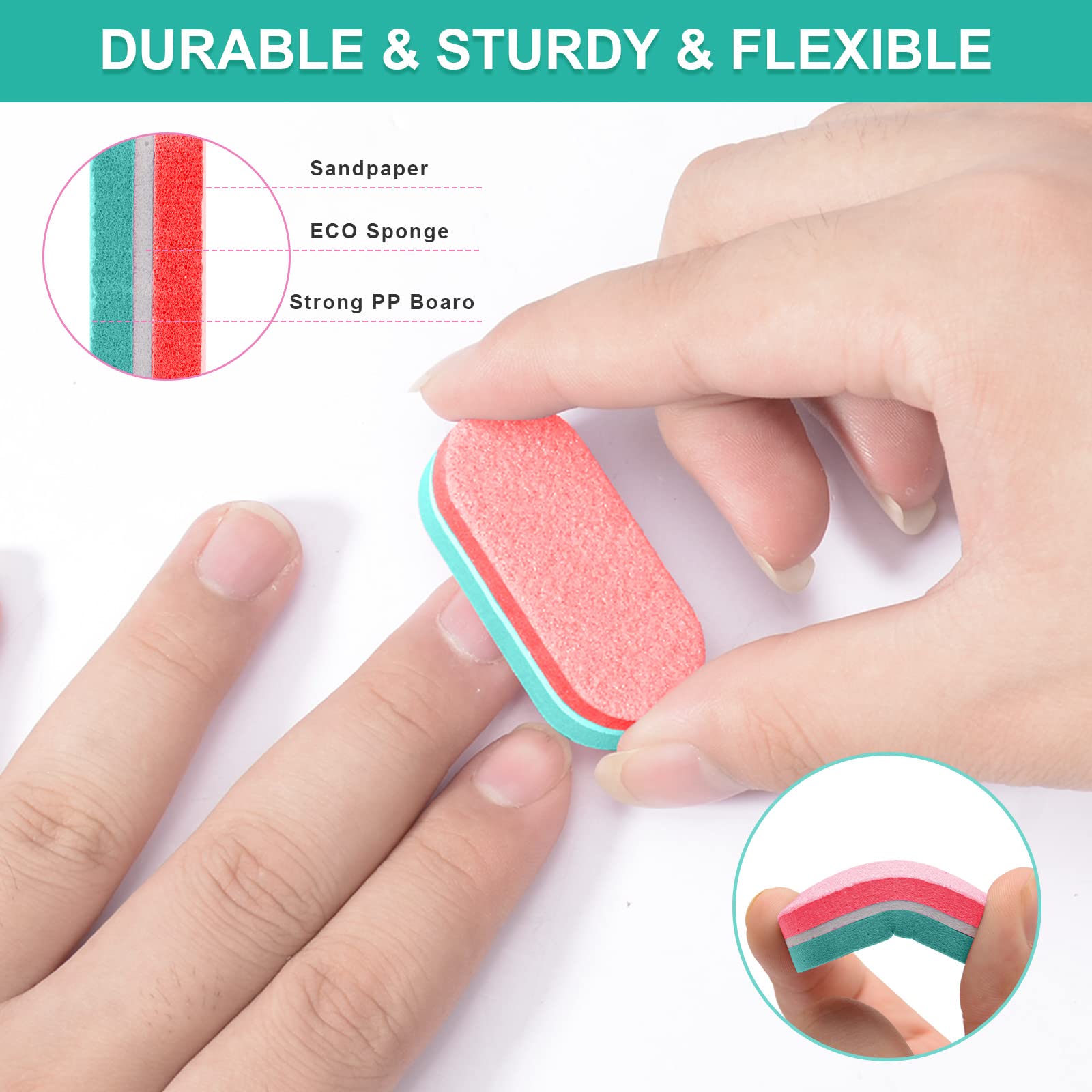 Diesisa Mini Nail Files Block, 100/180 Grit Sponge Nail Buffers For Acrylic Nails, Mini Buffing Block Double Sided For Manicure