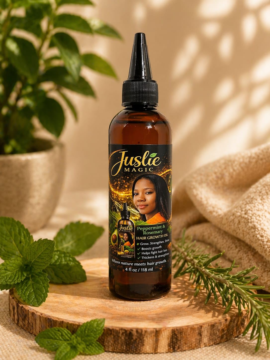 Juslie Magic Peppermint & Rosemary Hair Growth Oil 118ml