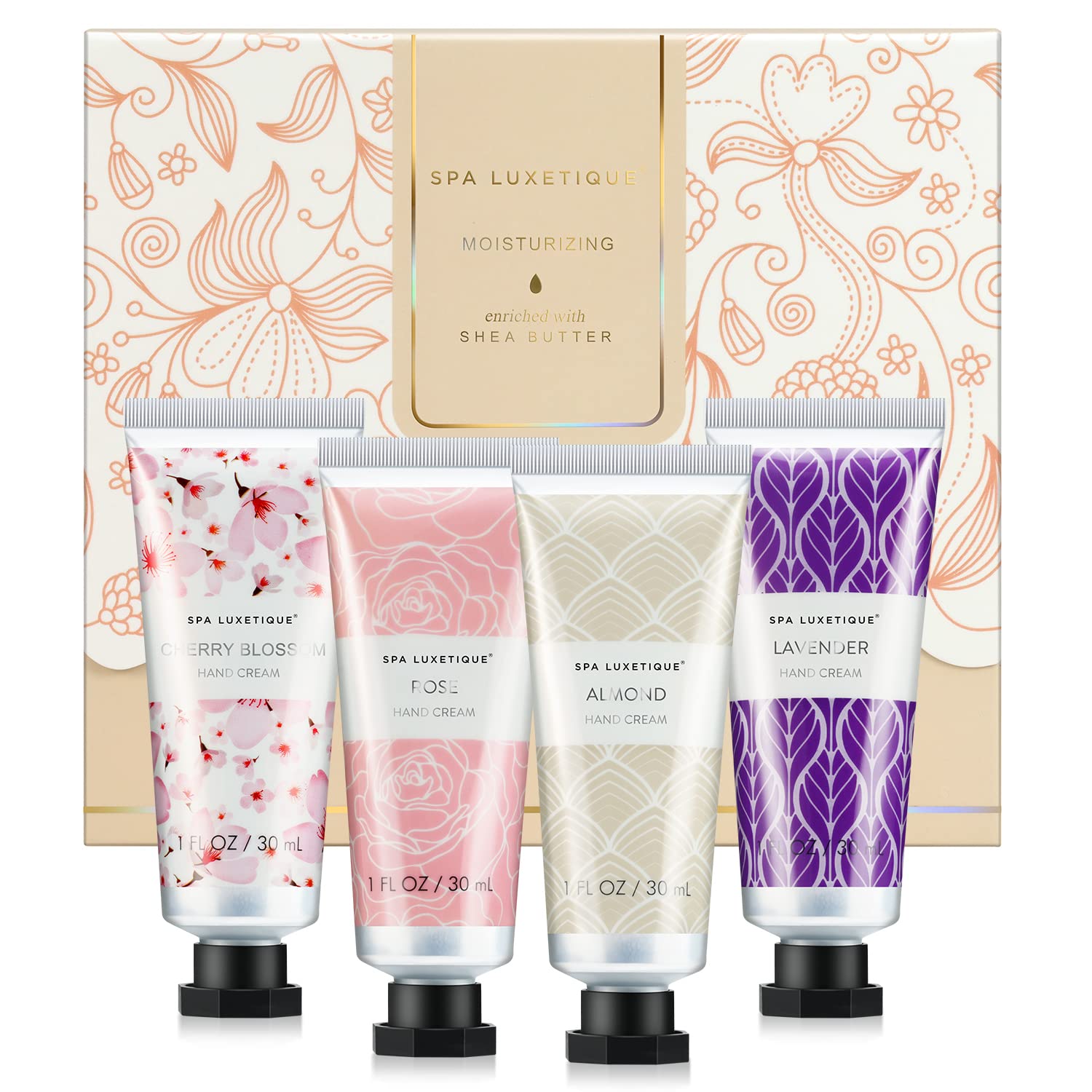 spa luxetique Hand Cream Set Pack of 4 Hand Cream Christmas Gift Set Enriched with Shea Butter and Glycerin for Dry Hands, Hydra