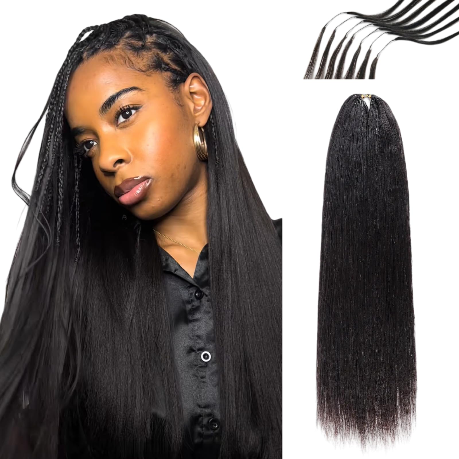 Light Yaki Crochet Human Hair Knotless PreSeparated Crochet Hair Extensions Human Hair Natural Black Feather Human Hair Extensi