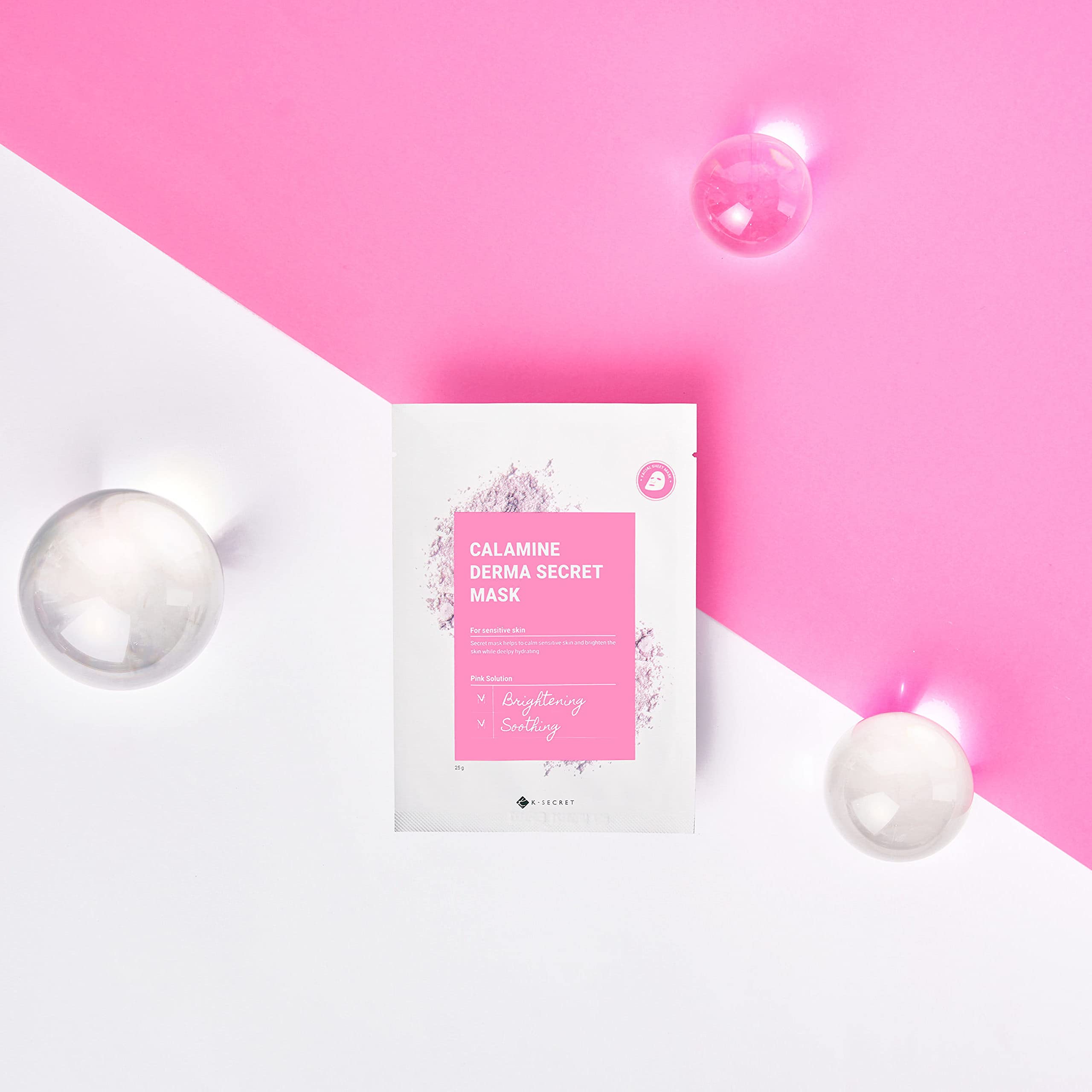 Ksecret Calamine Derma Secret Mask (10 Sheets), 1Sheet = 25G / 0.88Oz. | Korean Skincare | Facial Sheet Masks For Hydrating And