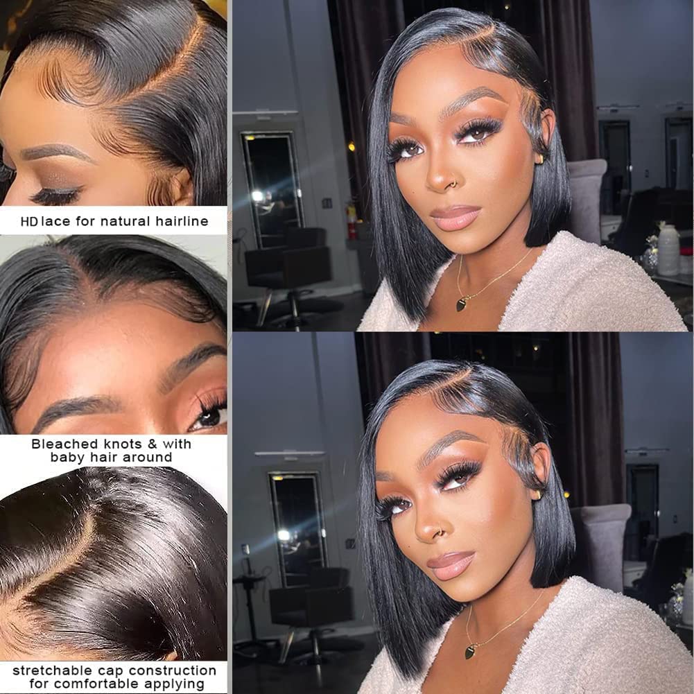 Ucuvic Bob Wig Human Hair 13X4 Hd Lace Front Bob Wigs For Black Women Human Hair Glueless Wigs Human Hair Pre Plucked Pre Cut 18