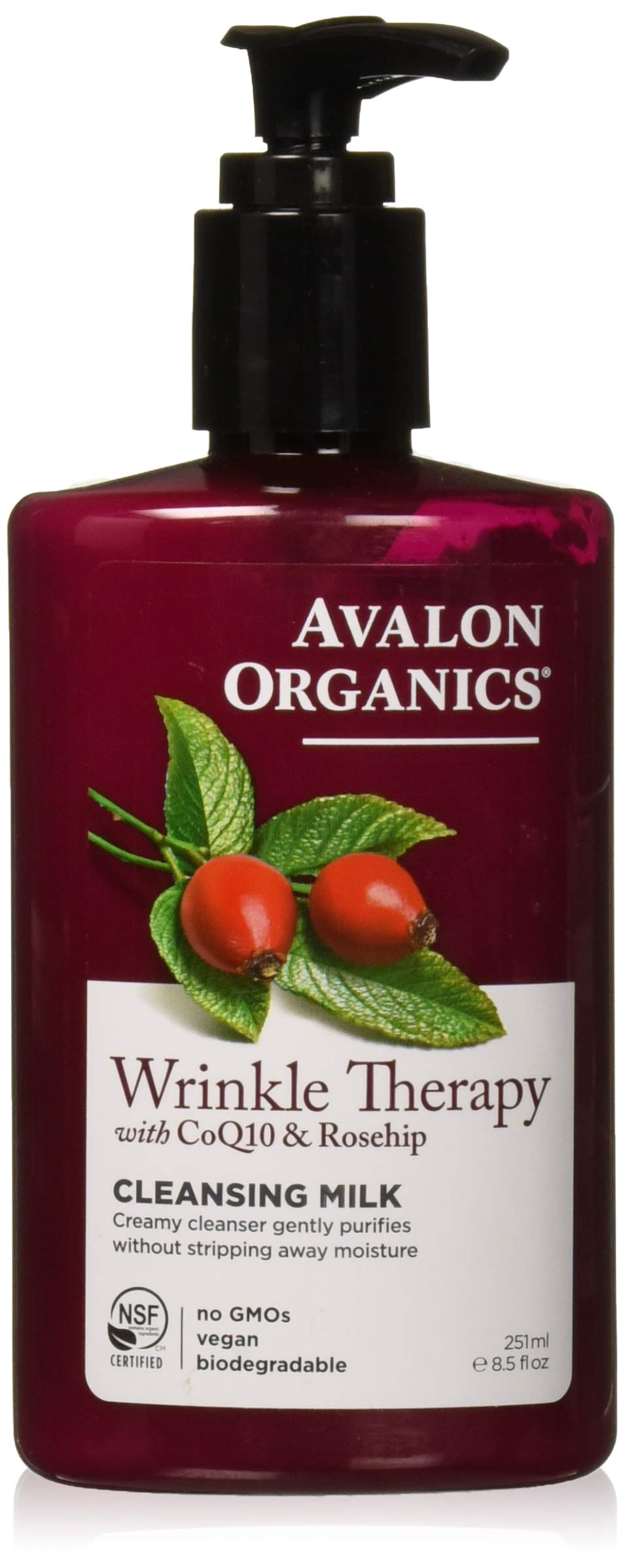 Avalon Organics Wrinkle Therapy CoQ10 Cleansing Milk, 8.50 oz (Pack of 3)