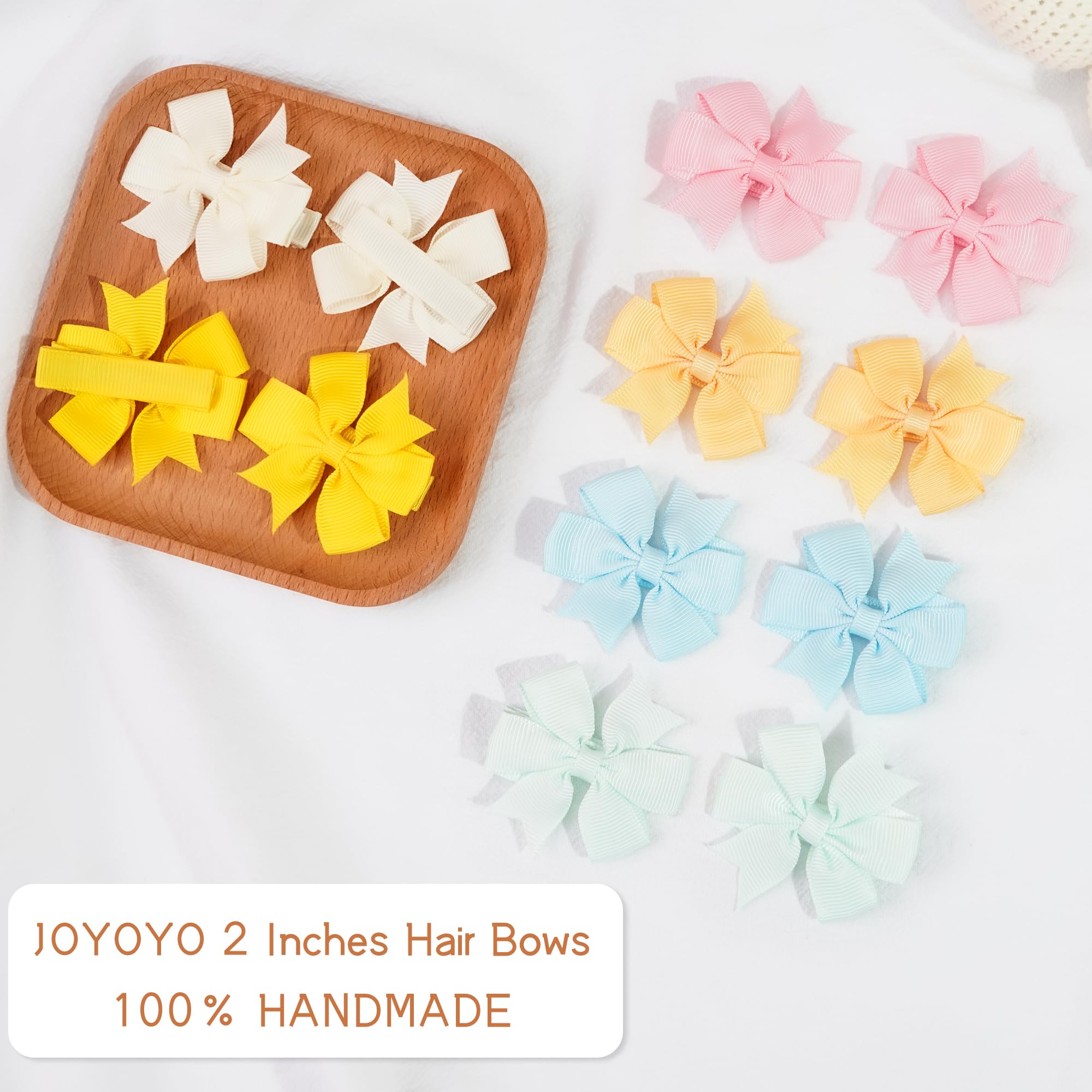 JOYOYO 50pcs Boutique Grosgrain Ribbon Pinwheel Hair Bows for Baby Girls, Toddler Bows Hair Clips Birthday Gifts In Pair