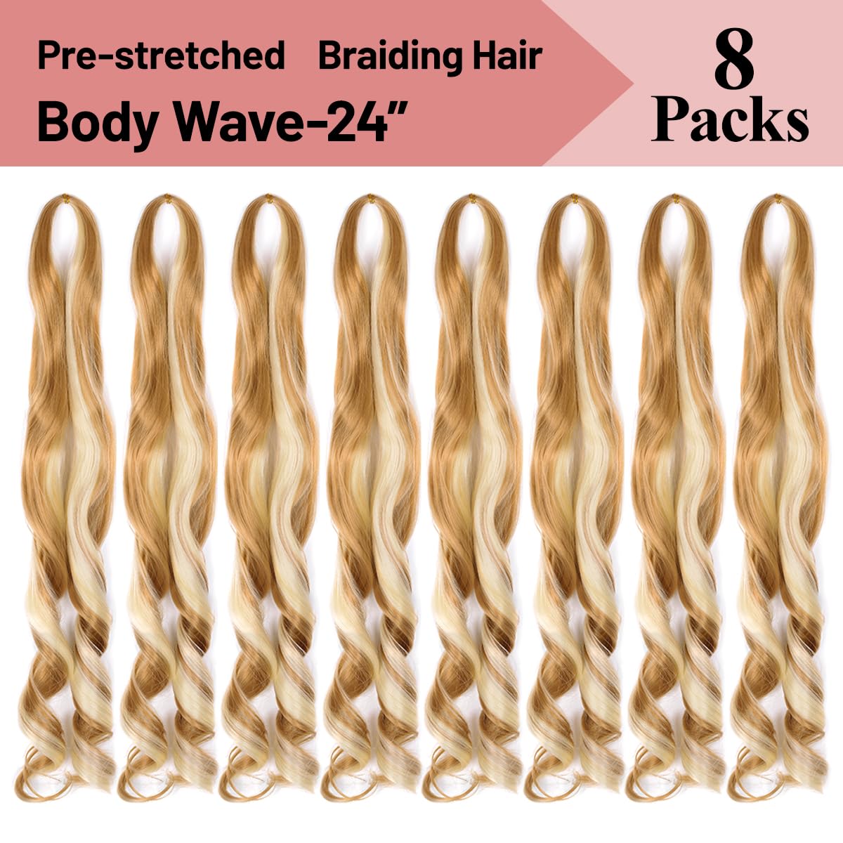 Luoyudu Curly Braiding Hair,#P27/613 Spanish Curly Braiding Hair for Box Braids 8Packs Bouncy Braiding Hair 24Inch Synthetic Fre