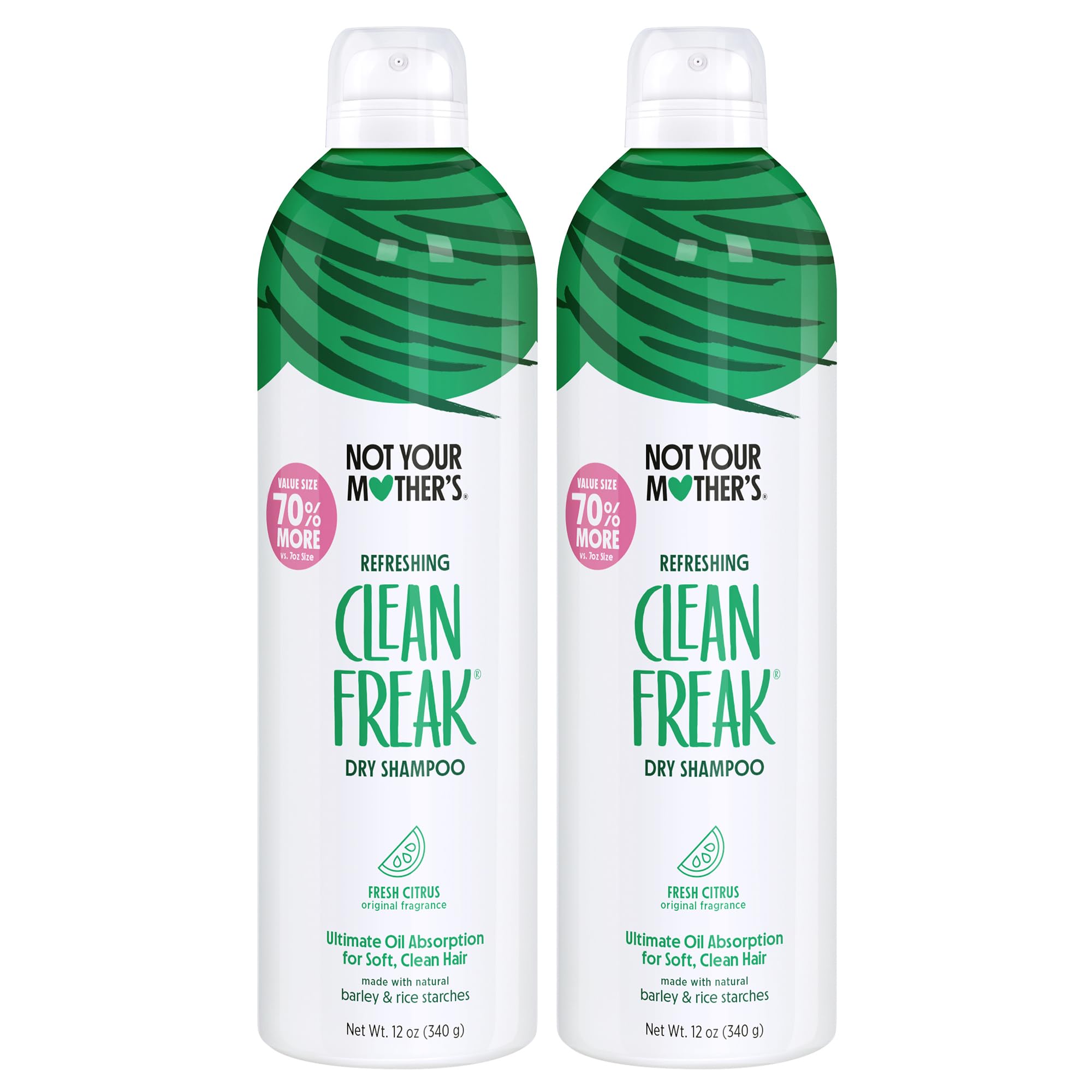 Not Your Mother's Clean Freak Refreshing Jumbo Dry Shampoo (2-Pack) - 12 oz - Instantly Refreshes Hair Between Washes - Fresh Ci