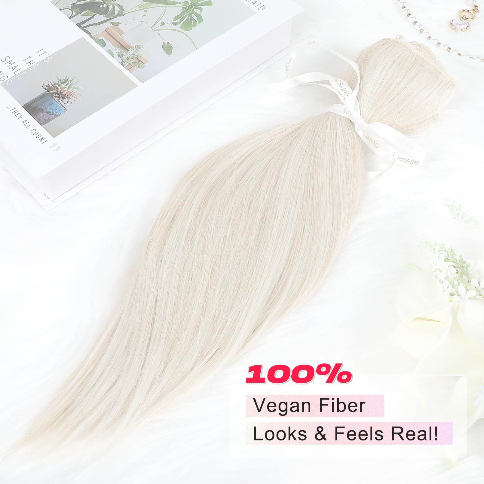 Ntynty Hair Extensions, 14'' Short Clip In Hair Extensions 4Pcs Straight Platinum Blonde Hair Extensions Natural Soft Synthetic