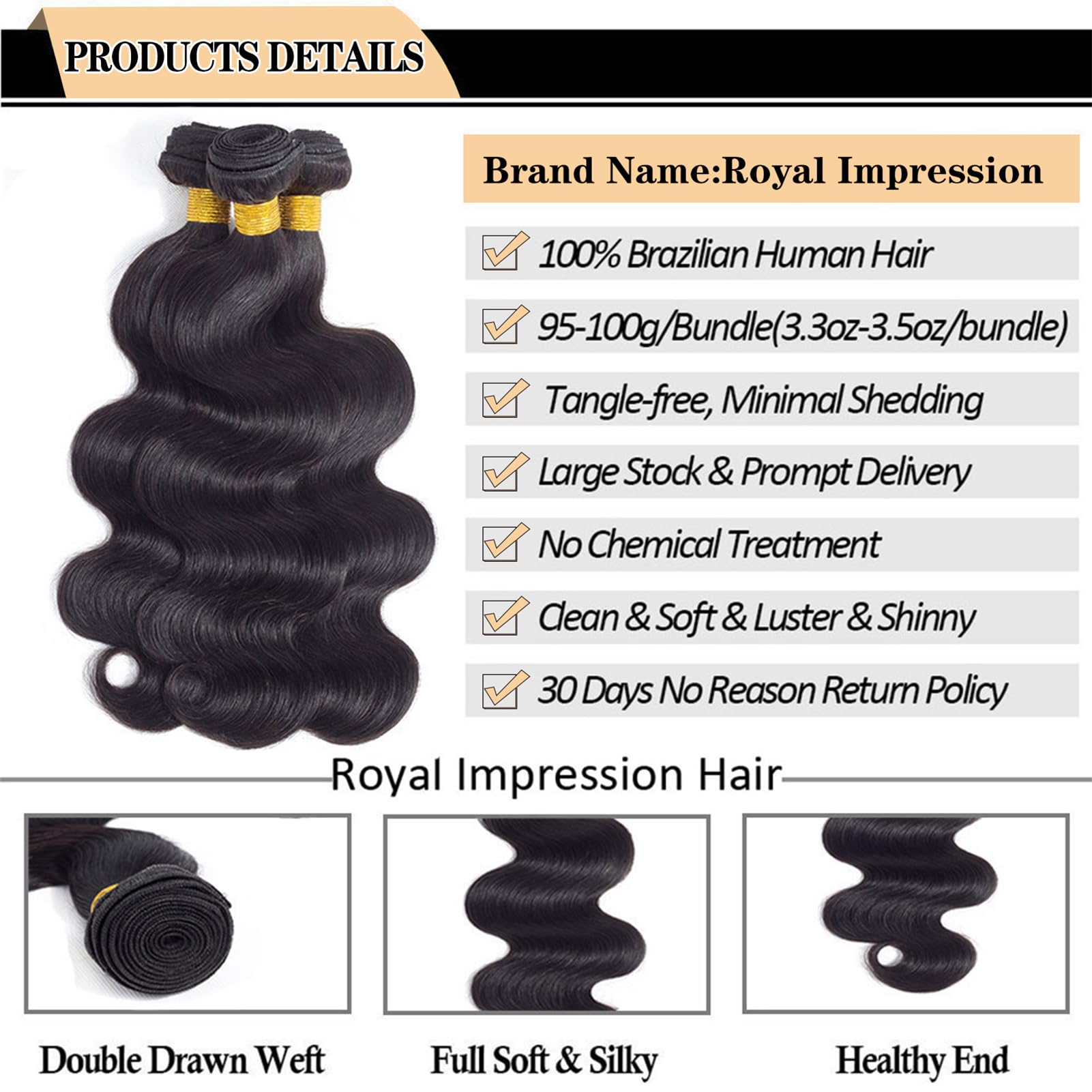 12A Body Wave Bundles With Closure Human Hair (24 26 28+22'') 100% Unprocessed Brazilian Virgin Human Hair Bundles With 4X4 Lace