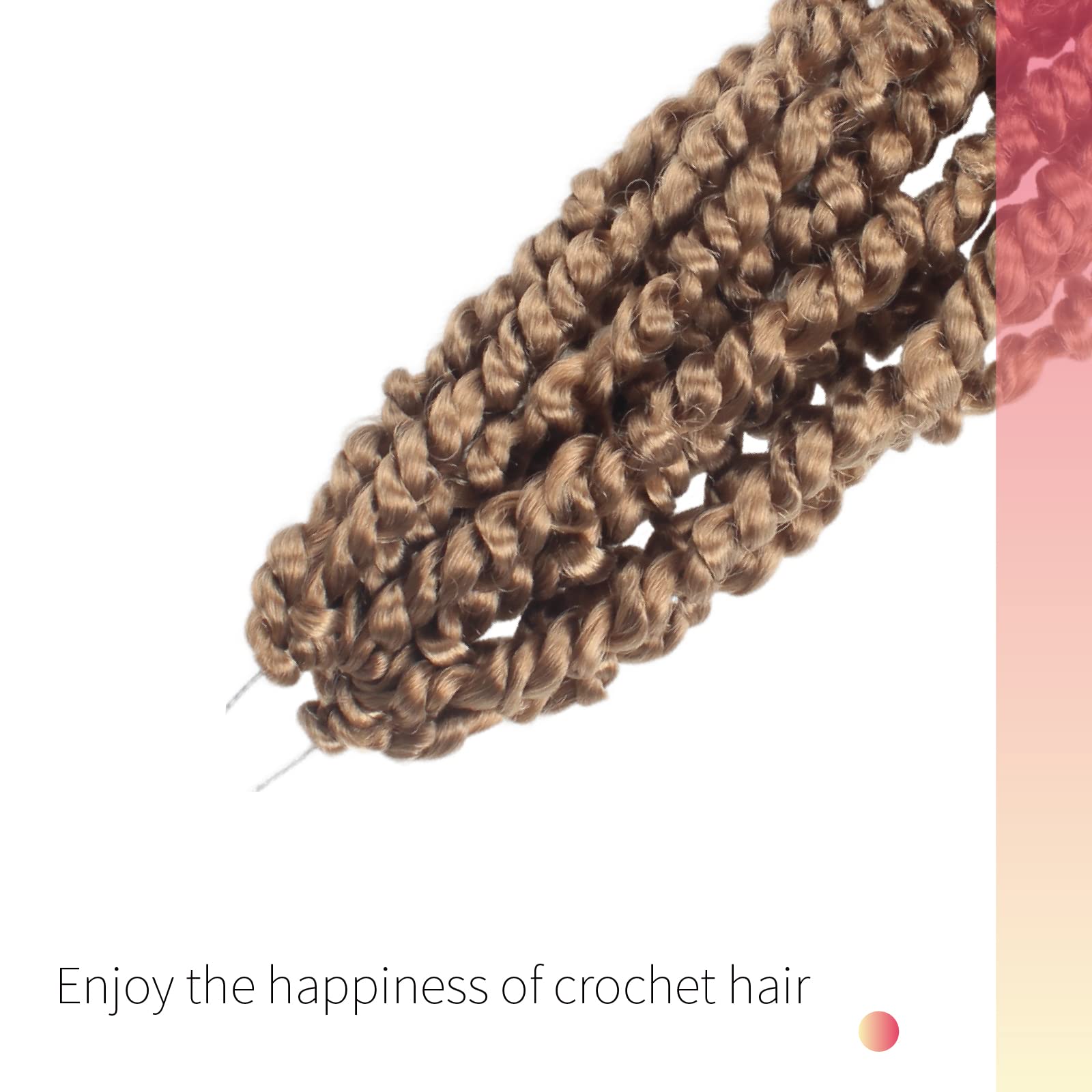 The BOHOBABE Crochet Passion Twist Hair Pretwisted 12 Inch Short Pre-looped Passion Twist Crochet Braiding Hair 8 Packs(27#)