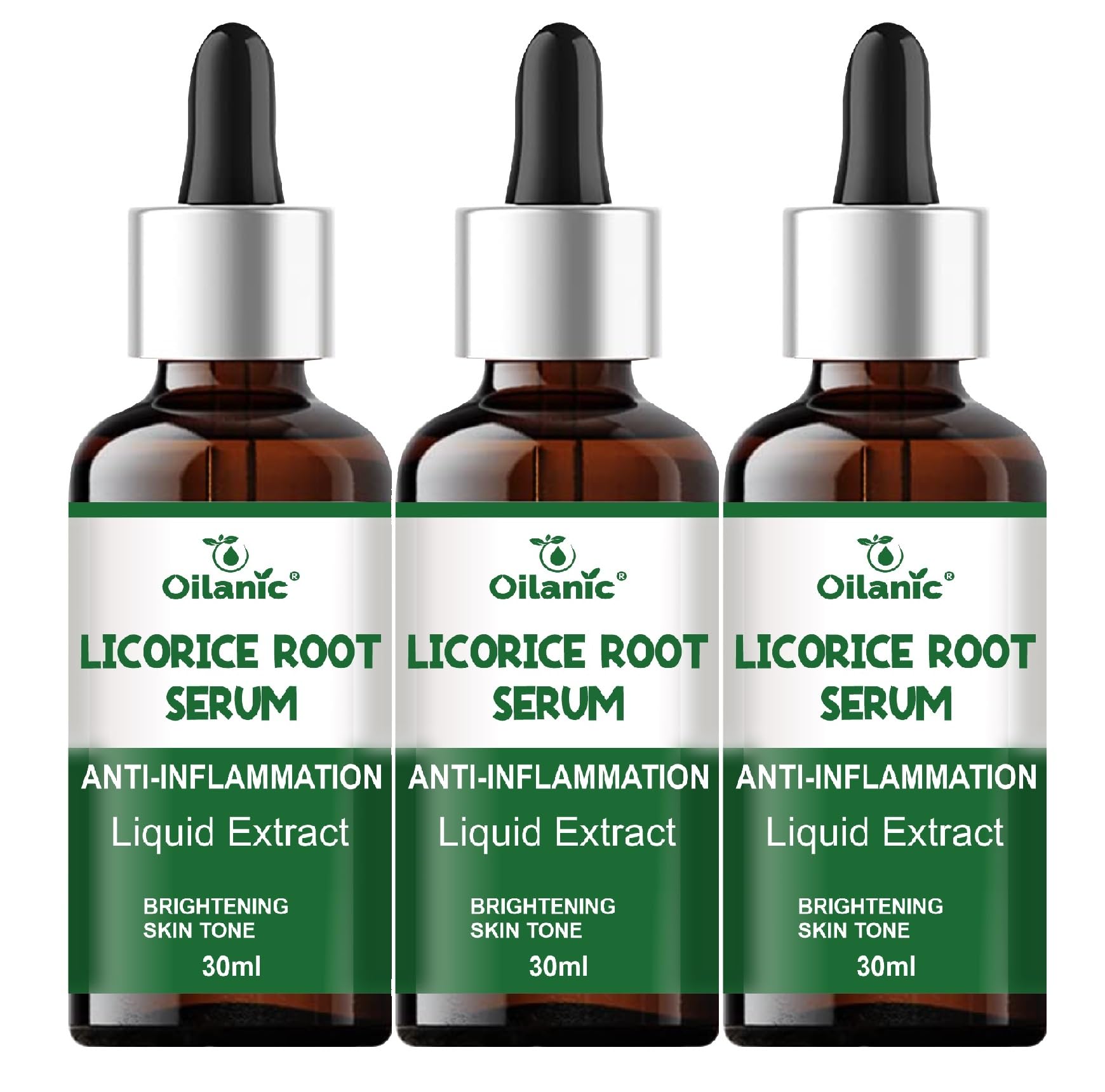 Oilanic Licorice Root Face Serum For Glowing Skin (Pack Of 3, Each 30 Ml)|Hydrating And Nourishing Face Serum, Lightweight, Fast