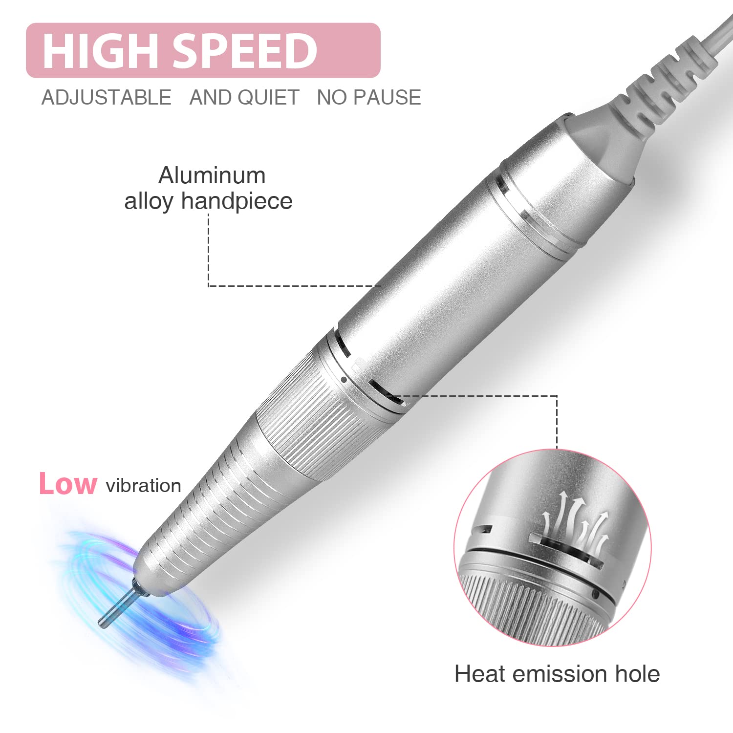 Professional Nail Drill Machine, Az Gogo 30000Rpm Rechargeable Portable Nail Drills For Acrylic Gel Nails - Cordless Electric Na