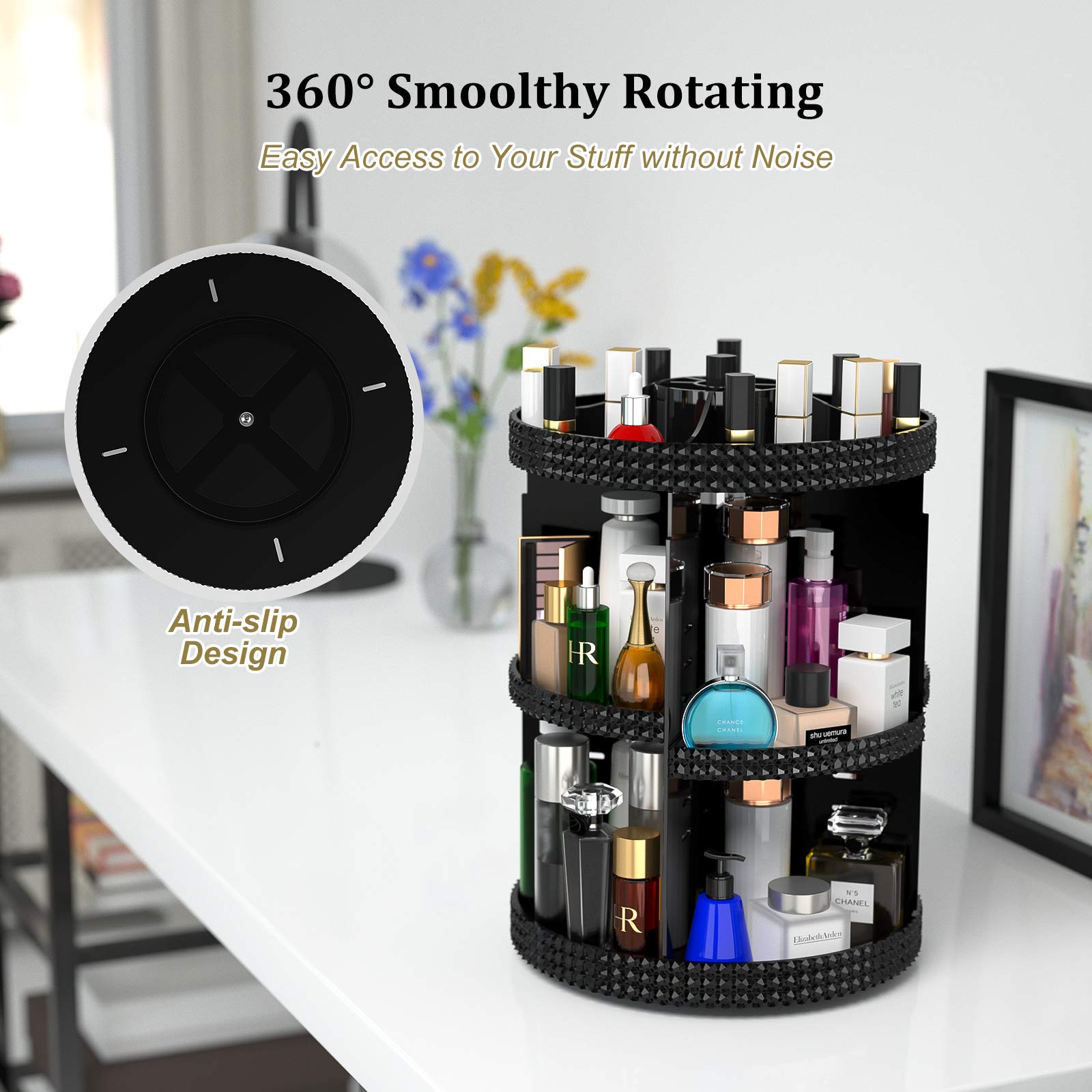 Awenia Makeup Organizer 360-Degree Rotating, Adjustable Bathroom Storage, 7 Layers Large Capacity Cosmetic Organizers Countertop