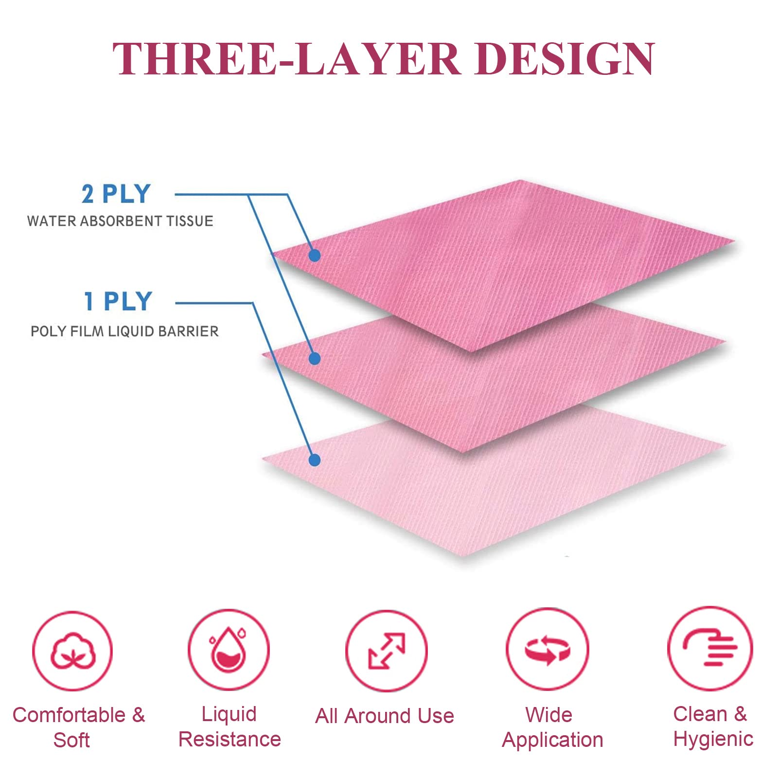 Bucice 50Pcs Disposable Nail Art Table Towels 3 Ply Tissue Waterproof Lap Cloths 13'' X 18'' Waterproof Dental Bibs For Patients