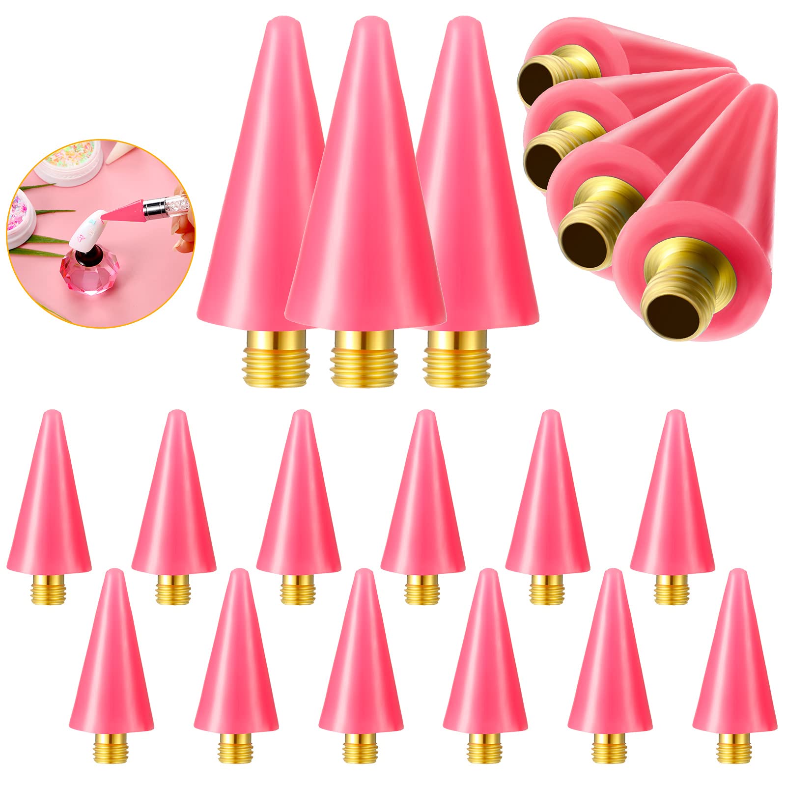 12 Pieces Wax Replacement Head Tips Nail Rhinestones Picker with Case for Nail Dotting Pen to Pick Up Nail Gem Jewelry, Replacem