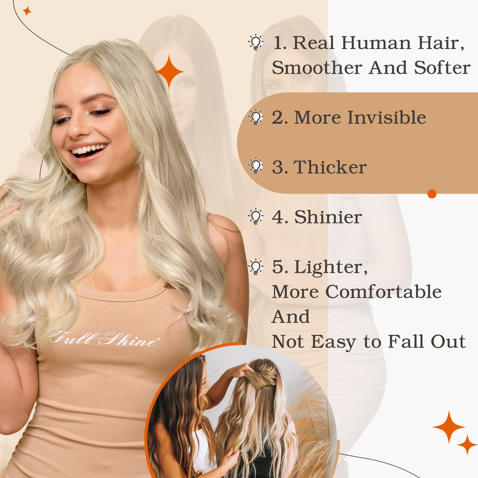 Full Shine Tape In Real Hair Extensions Blonde Real Human Hair 10 Inch Tape In Extensions Human Hair For Women 30 Gram 20 Pcs Do