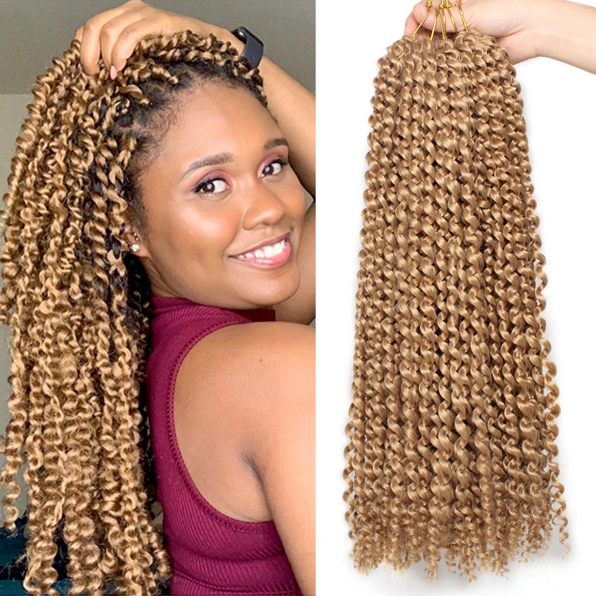 Leeven 18 Inch Long Passion Twist Crochet Hair 2 Pcs Synthetic Water Wave Crochet Braids Hair For Butterfly Locs 36 Roots Croche