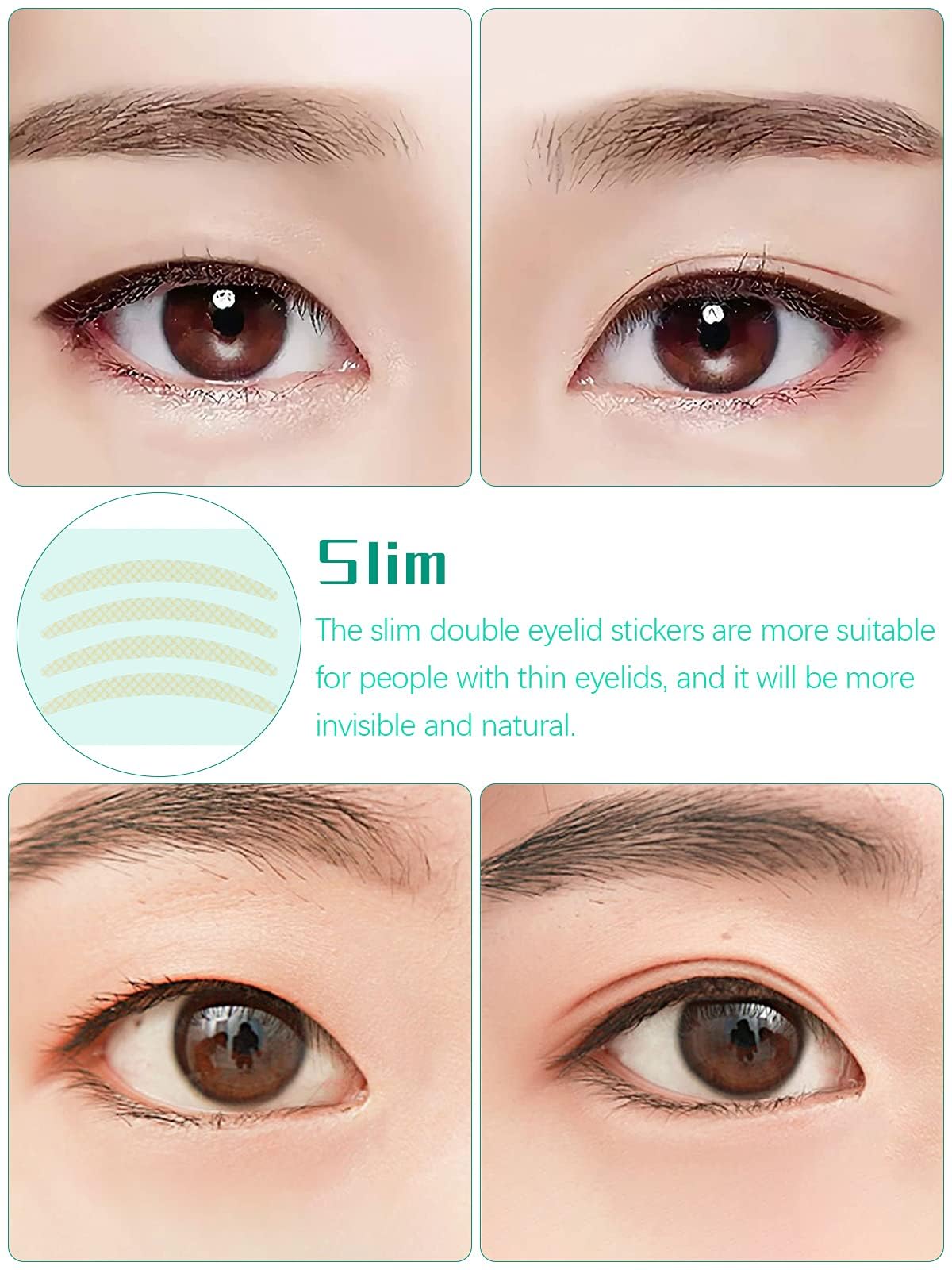 Lorvain 1800 Pcs Breathable Eyelid Tape, 3 Rolls Single-Sided Eye Stickers Sticky Natural Invisible Double Eyelid Sticker With Y
