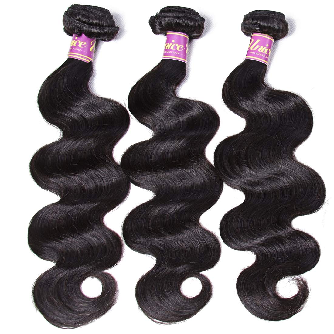 Unice Hair 20 22 24 Inches Brazilian Body Wave Human Hair Weave 3 Bundles, Unprocessed Virgin Brazilian Body Wave Hair Weft Exte