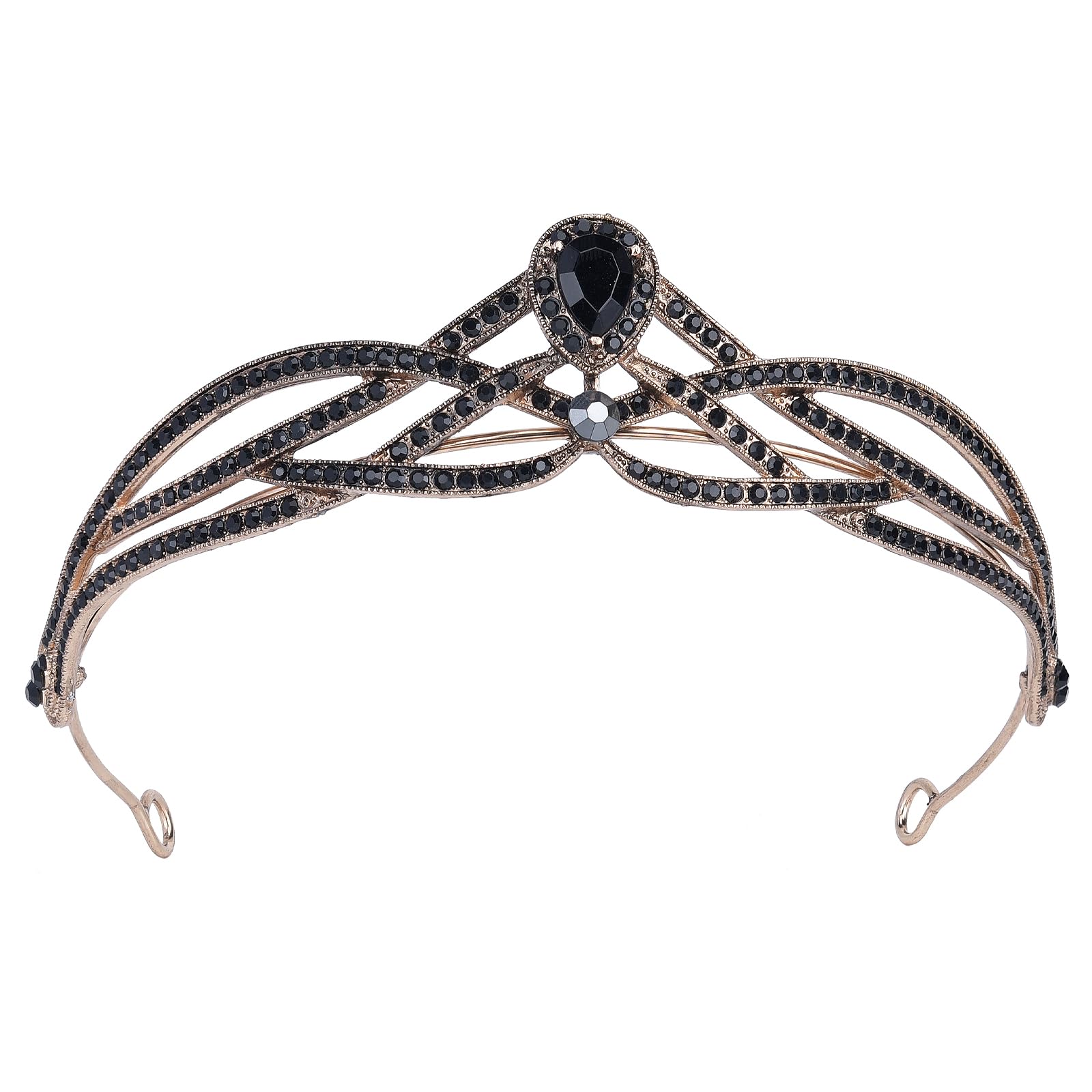HEWEICSY Black Crown for Women, Baroque Queen Tiara for Women, Vintage Tiara for Wedding, Costume Hair Accessories for Birthday,