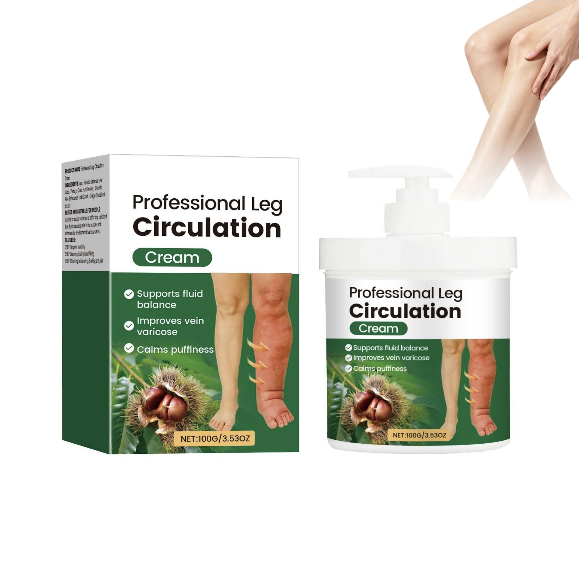 Edema Relief Lotion, Leg Circulation Balm, Soothing Massage Cream, 3.53 oz